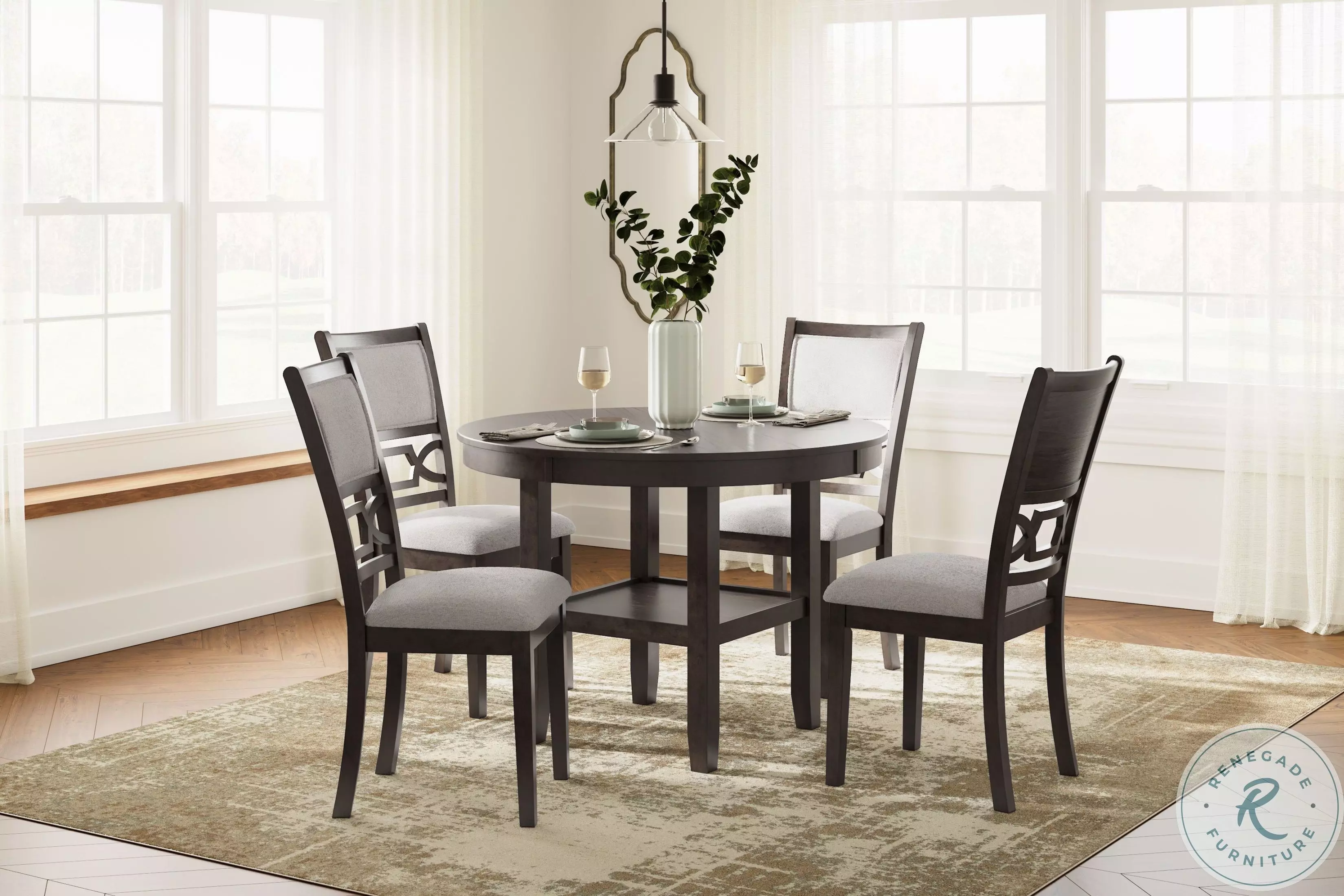 Langwest Cherry Brown 5 Piece Dining Set From Ashley Furniture