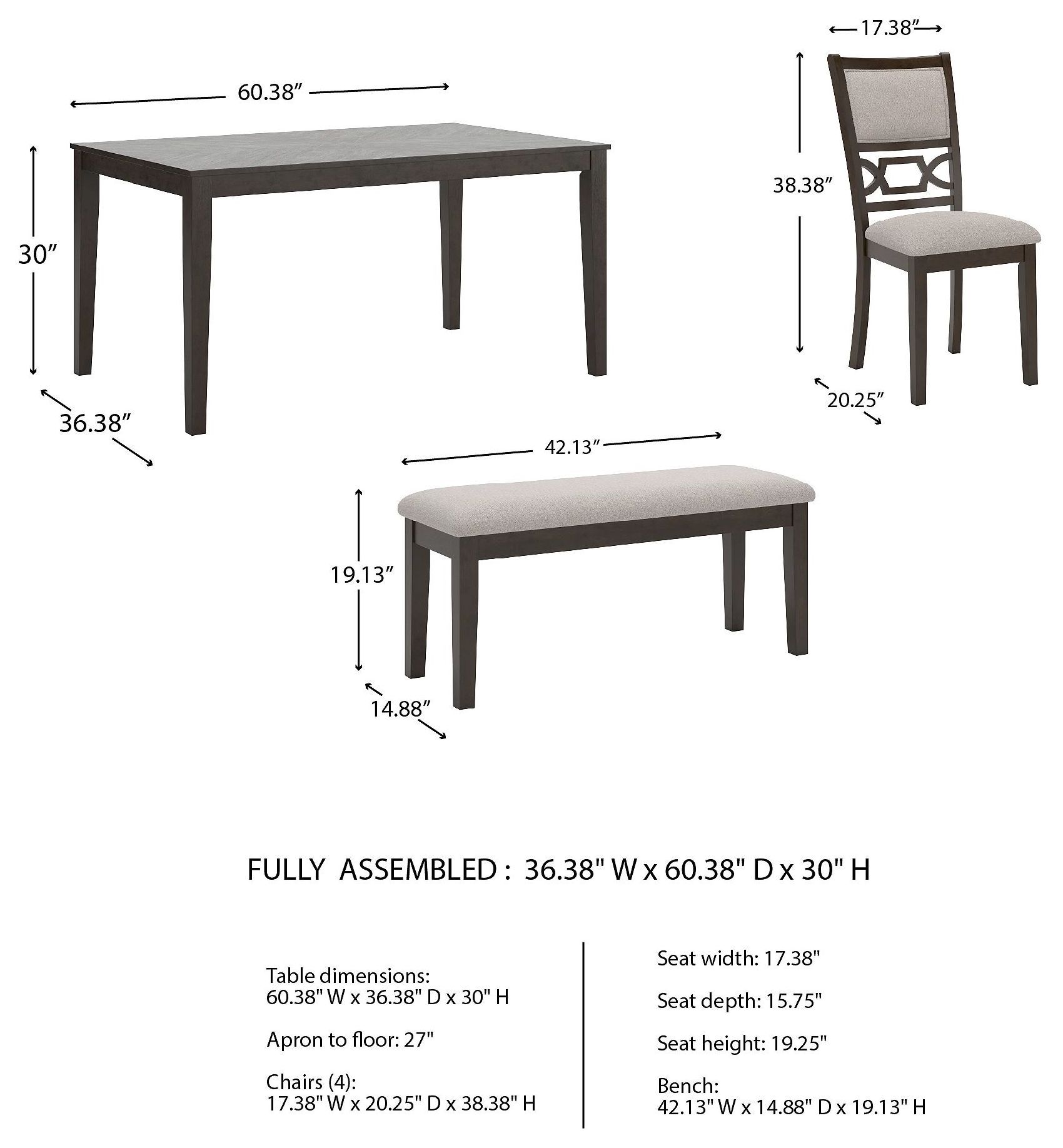 Langwest Cherry Brown 6 Piece Dining Set