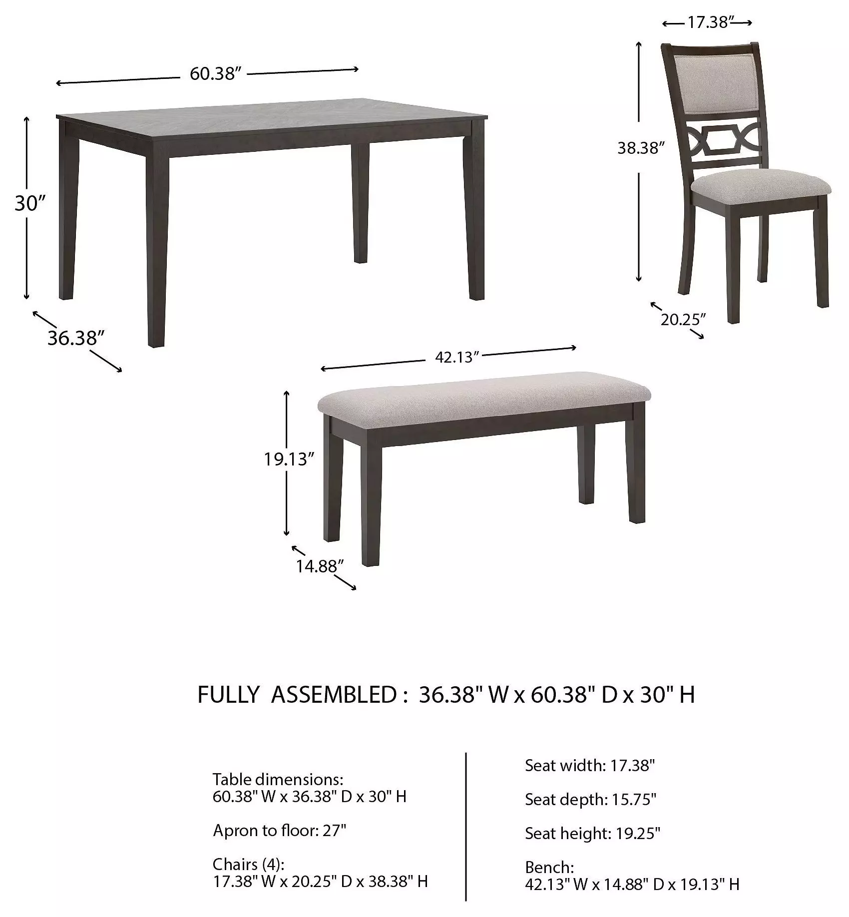 Langwest Cherry Brown 6 Piece Dining Set