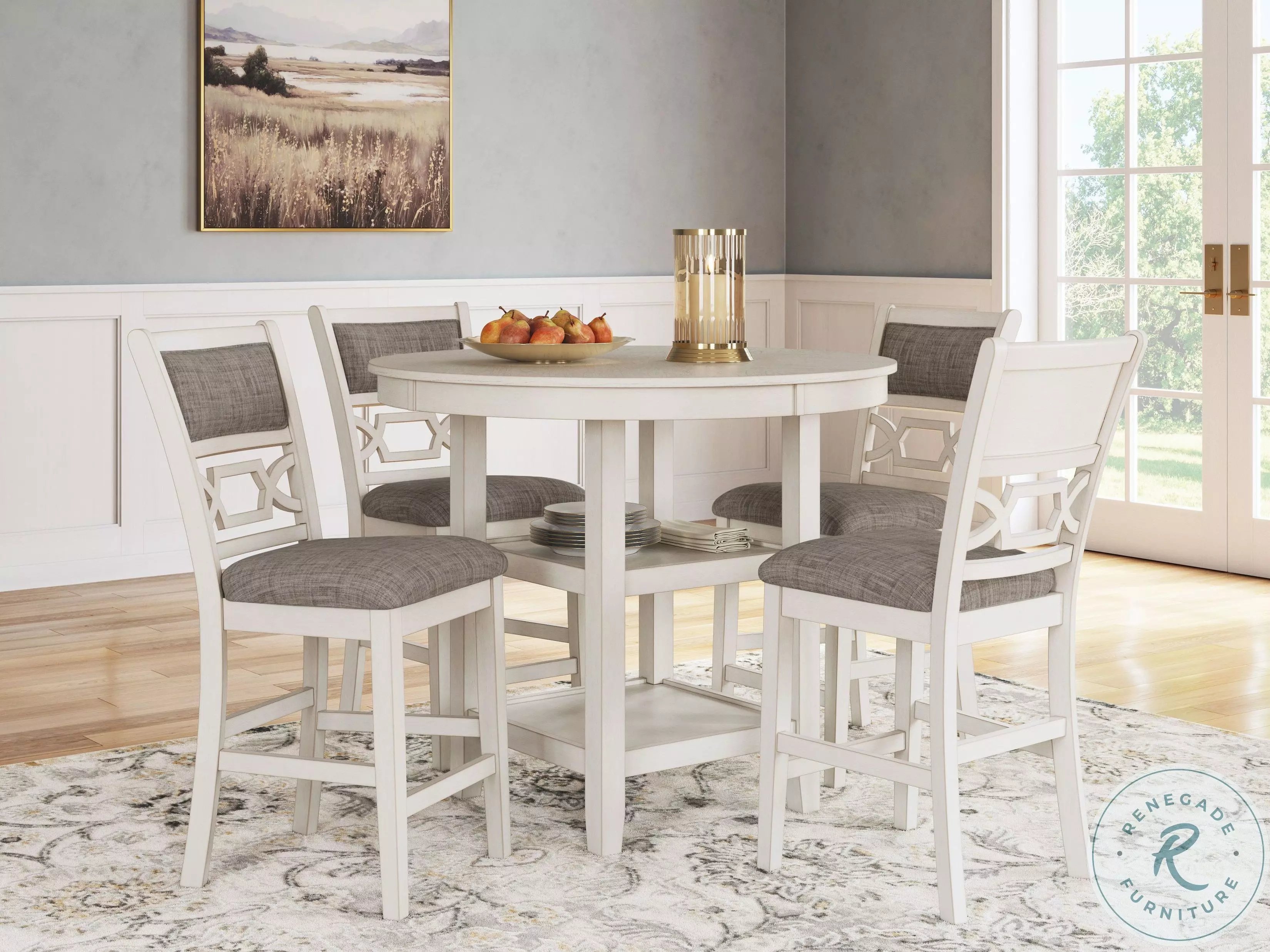 Erinberg Antique White 5 Piece Counter Height Dining Set From Ashley ...