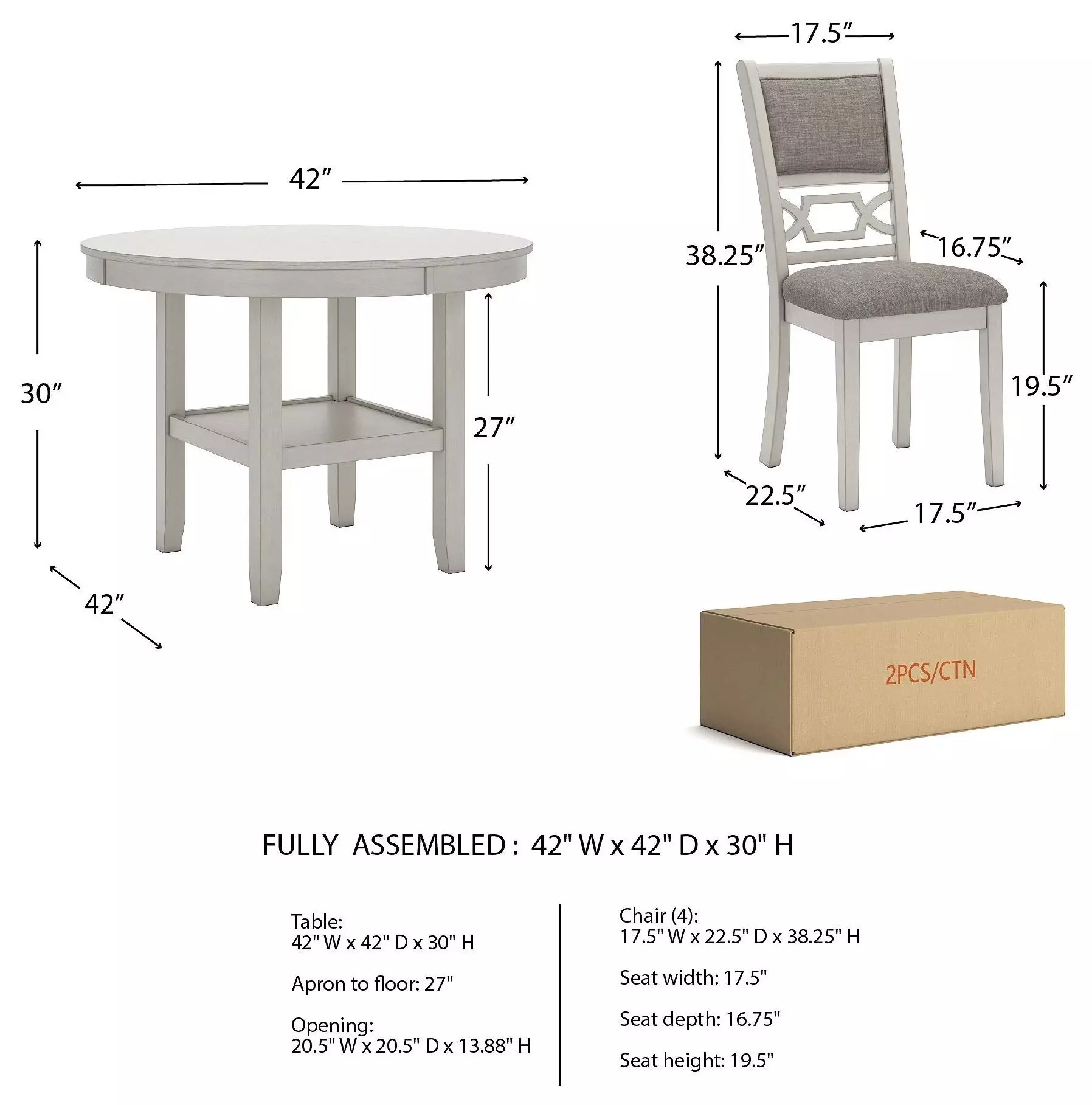 Erinberg Antique White 5 Piece Dining Set