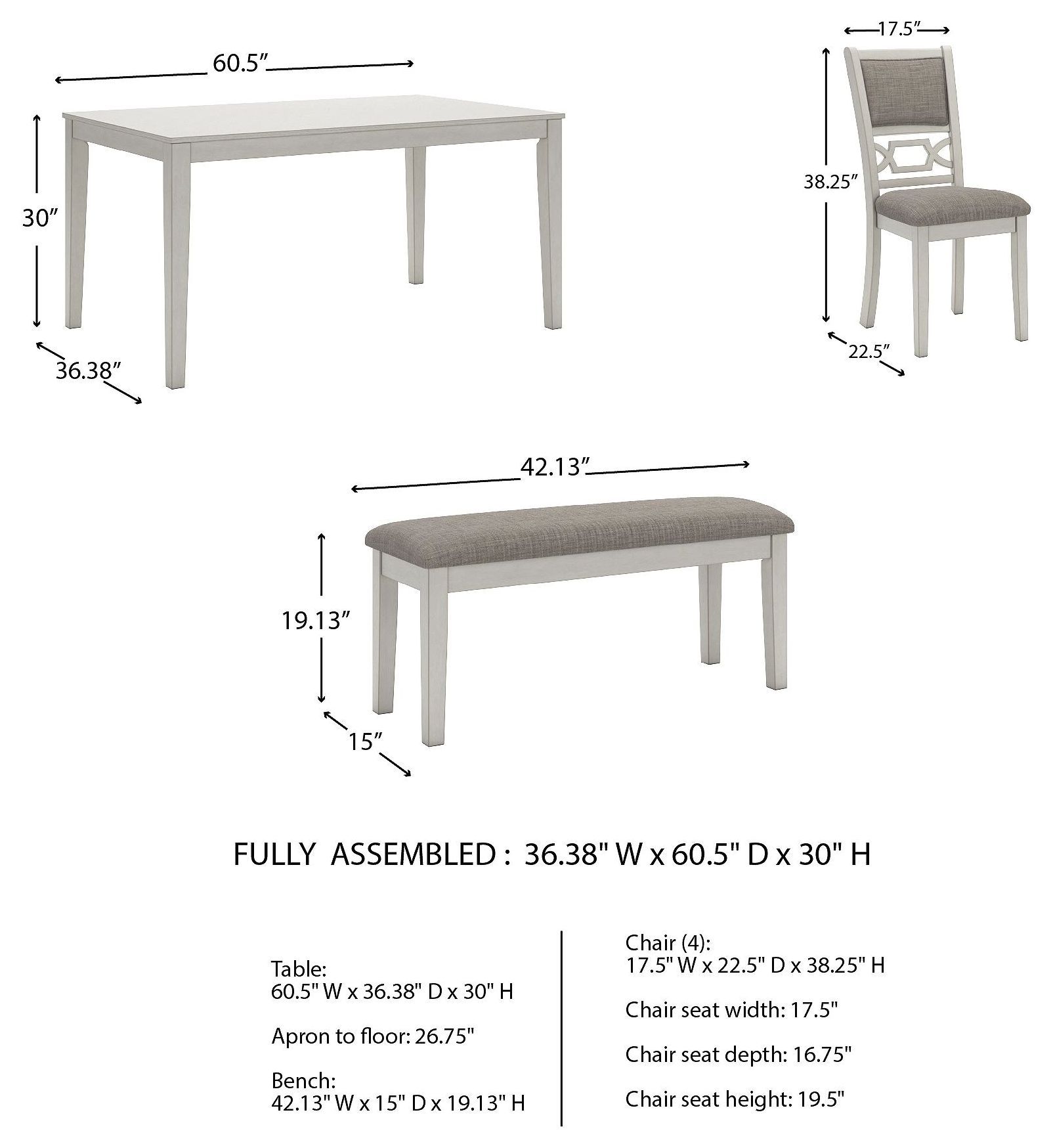 Erinberg Antique White 6 Piece Dining Set