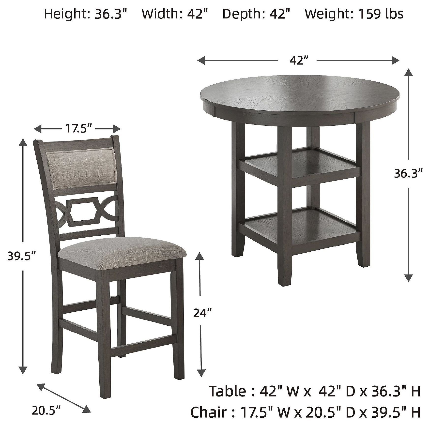 Wrenning Light Gray 5 Piece Counter Height Dining Set