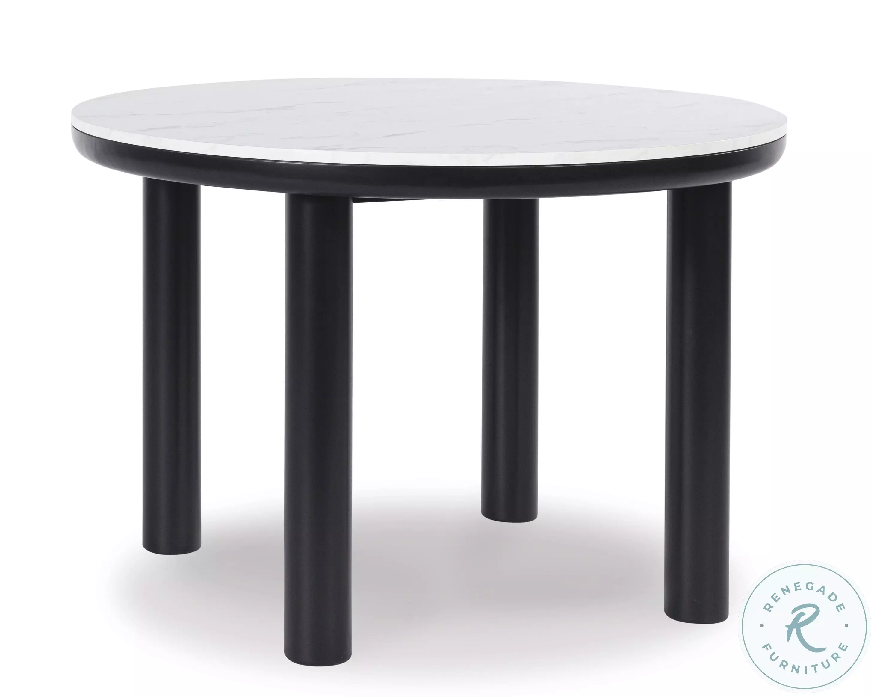 Xandrum White And Black Round Dining Table From Home Gallery