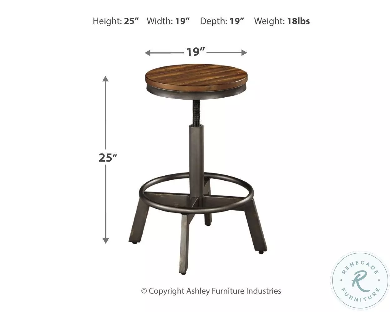 Torjin Brown and Gray Adjustable Stool Set of 2