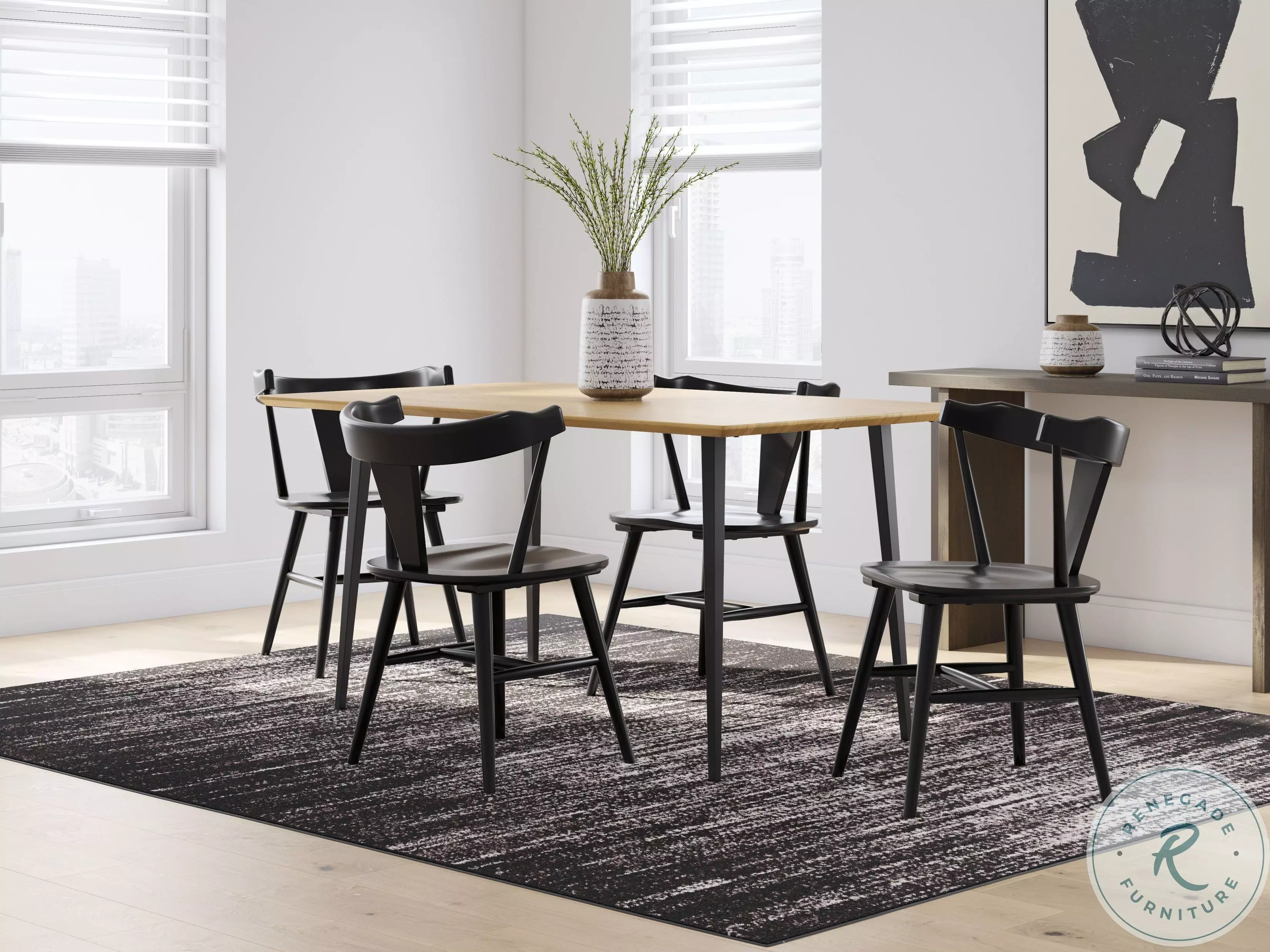 Gretlynn Natural And Black Rectangular Dining Room Set from Ashley