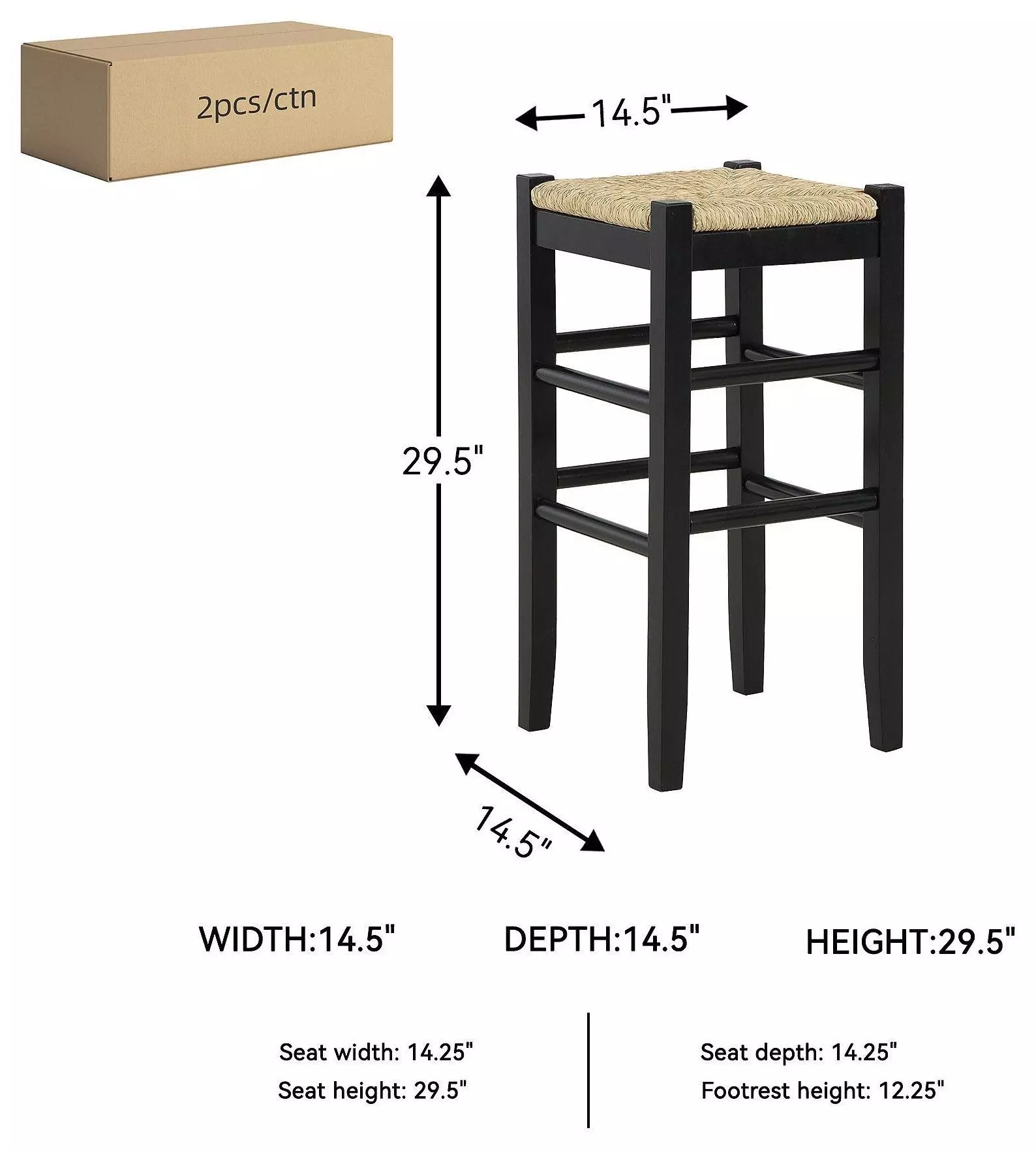 Mirimyn Black Bar Stool Set of 2