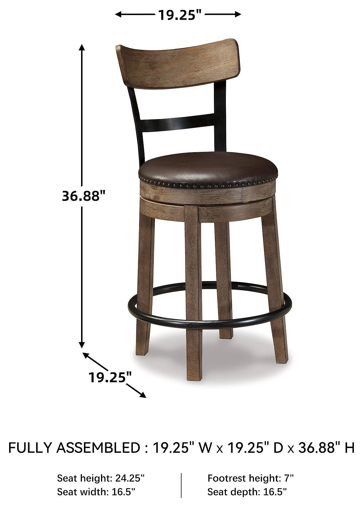 Pinnadel Upholstered Swivel Adjustable Counter Height Chair