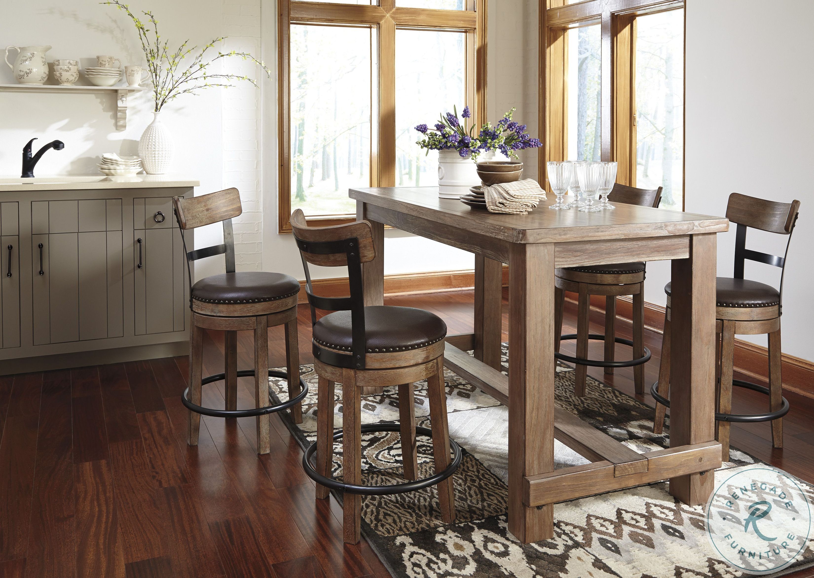 Pinnadel Upholstered Swivel Counter Stool from Ashley (D542124