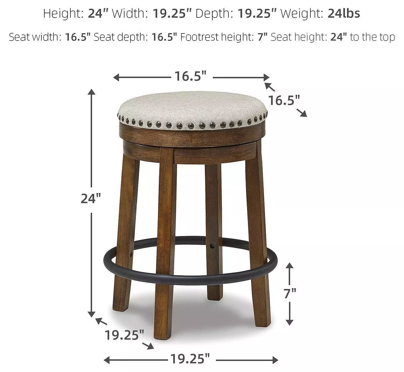 Valebeck Beige And Brown Swivel Counter Height Stool