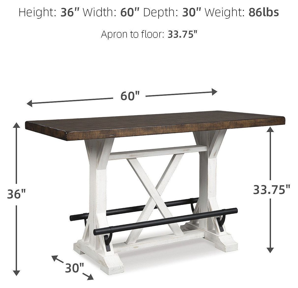 Valebeck White And Brown Counter Height Dining Table