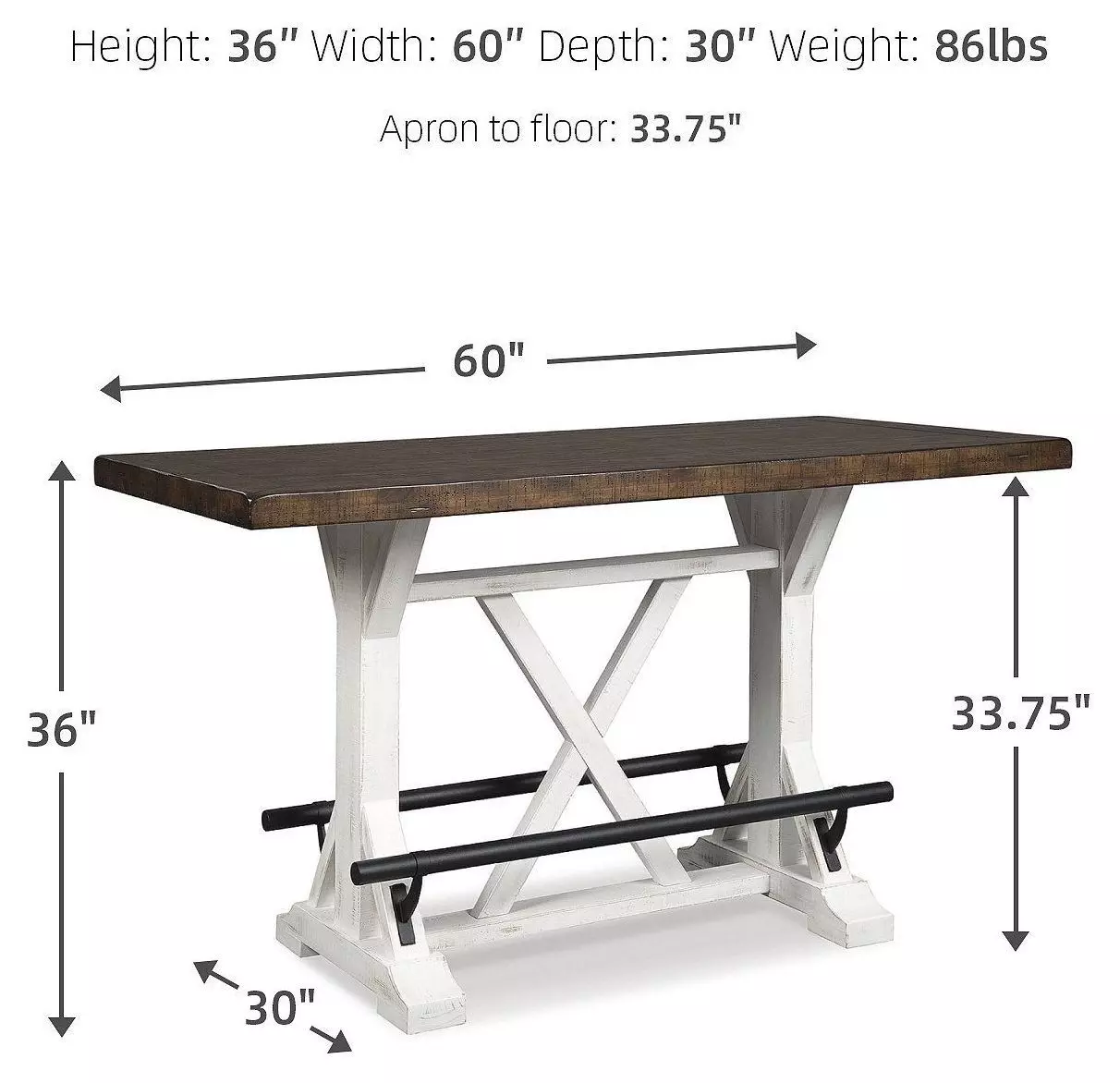 Valebeck White And Brown Counter Height Dining Table