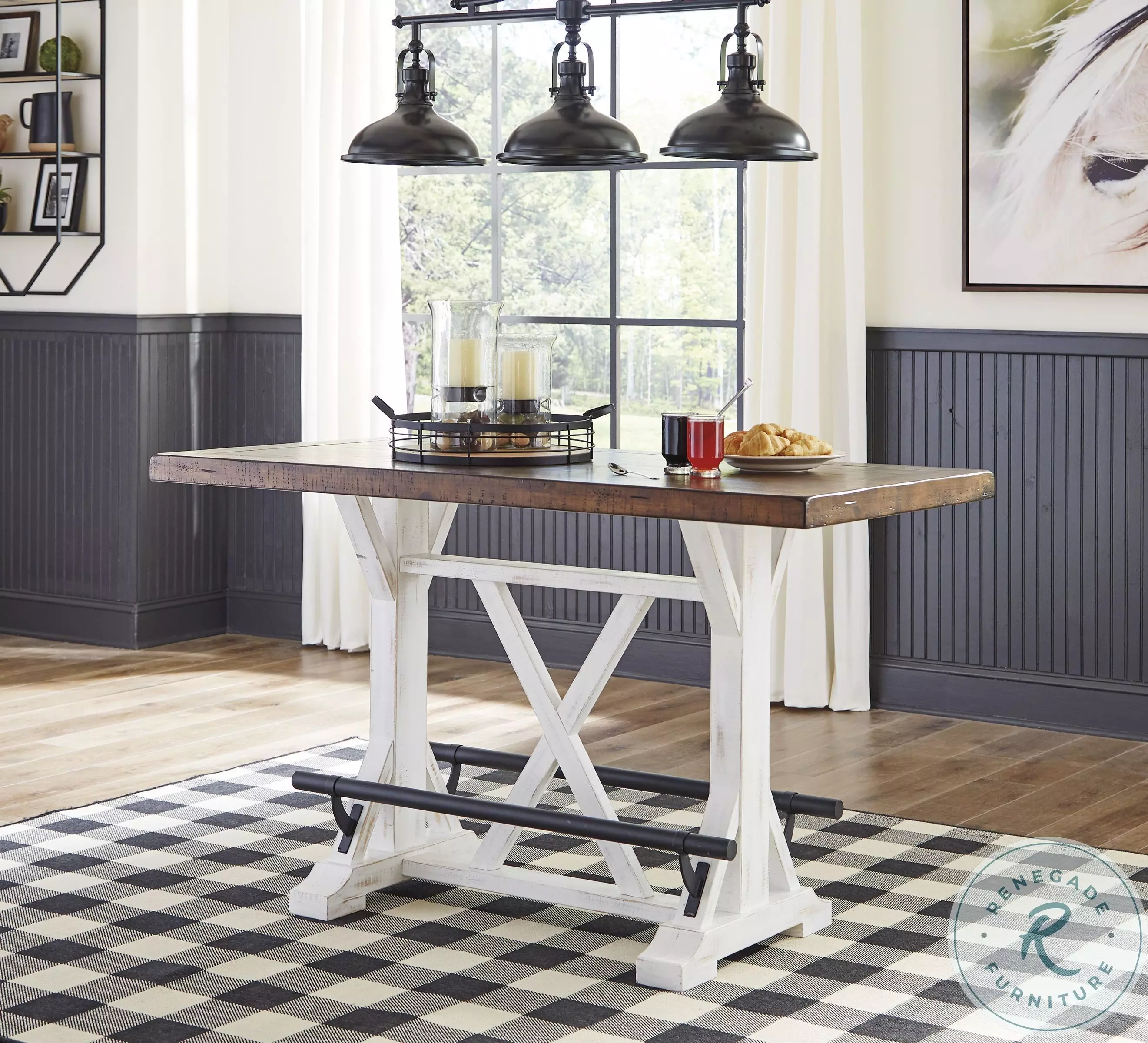 Valebeck White And Brown Counter Height Dining Table From Home
