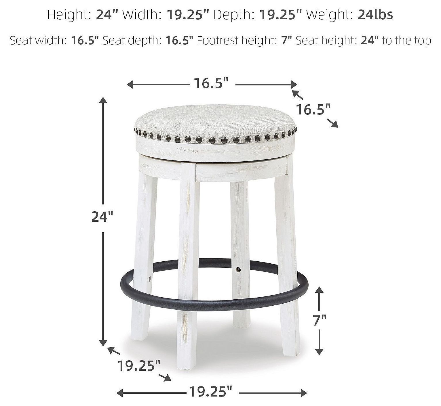 Valebeck Beige And White Swivel Counter Height Stool