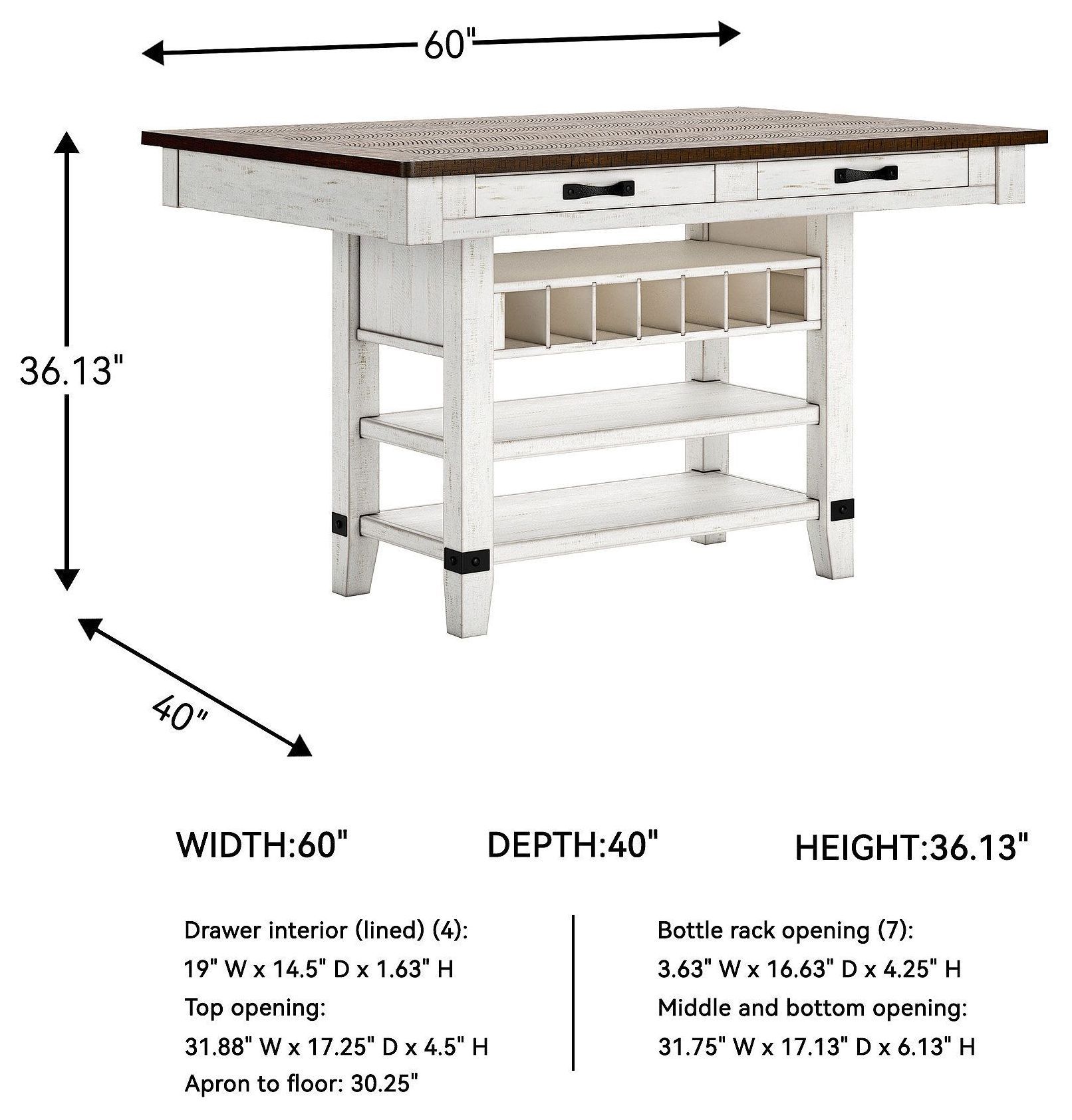 Valebeck White And Brown Storage Counter Height Dining Table