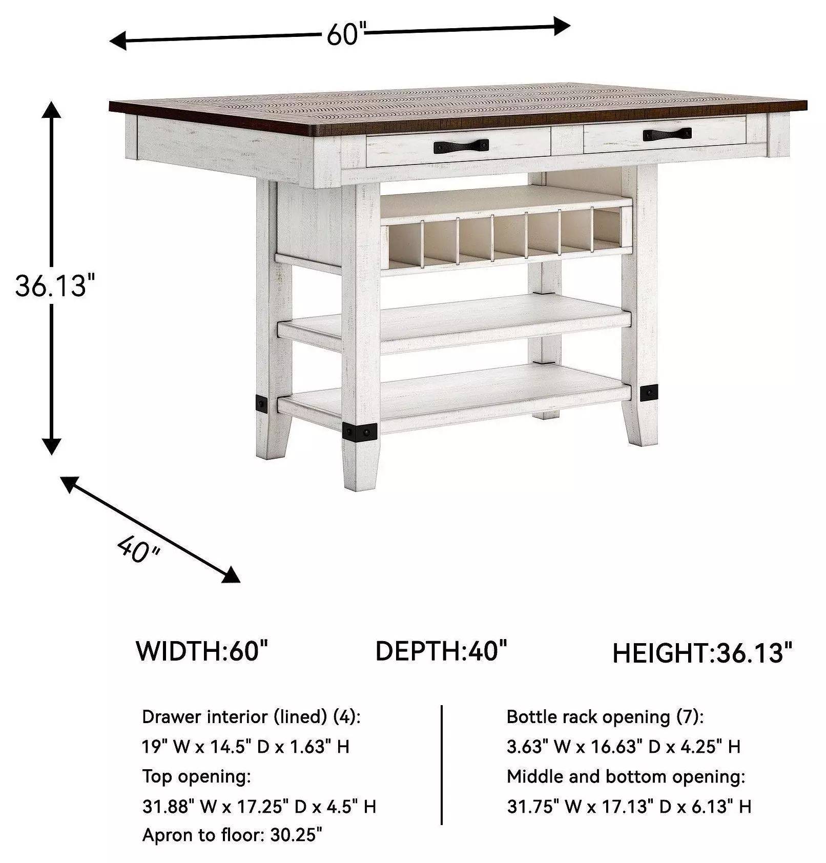 Valebeck White And Brown Storage Counter Height Dining Table