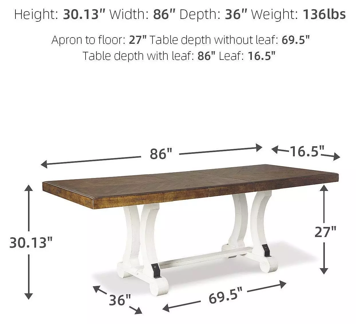 Valebeck White And Brown Extendable Rectangular Dining Table