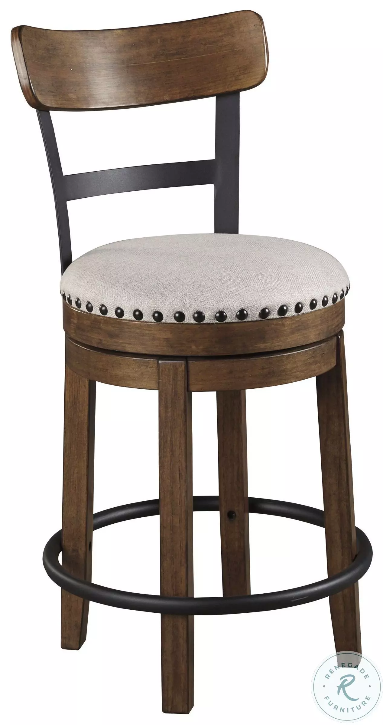Valebeck Brown Upholstered Swivel Counter Height Stool From Home