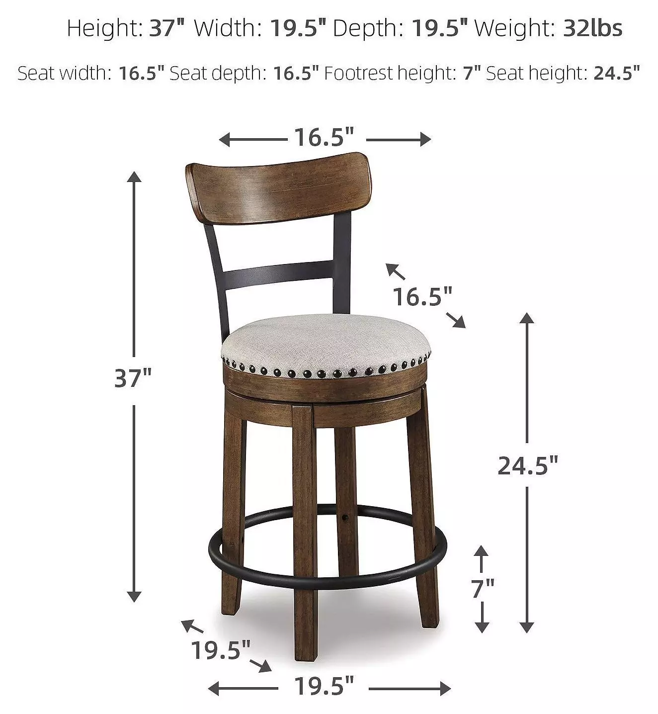 Valebeck Brown Upholstered Swivel Counter Height Stool