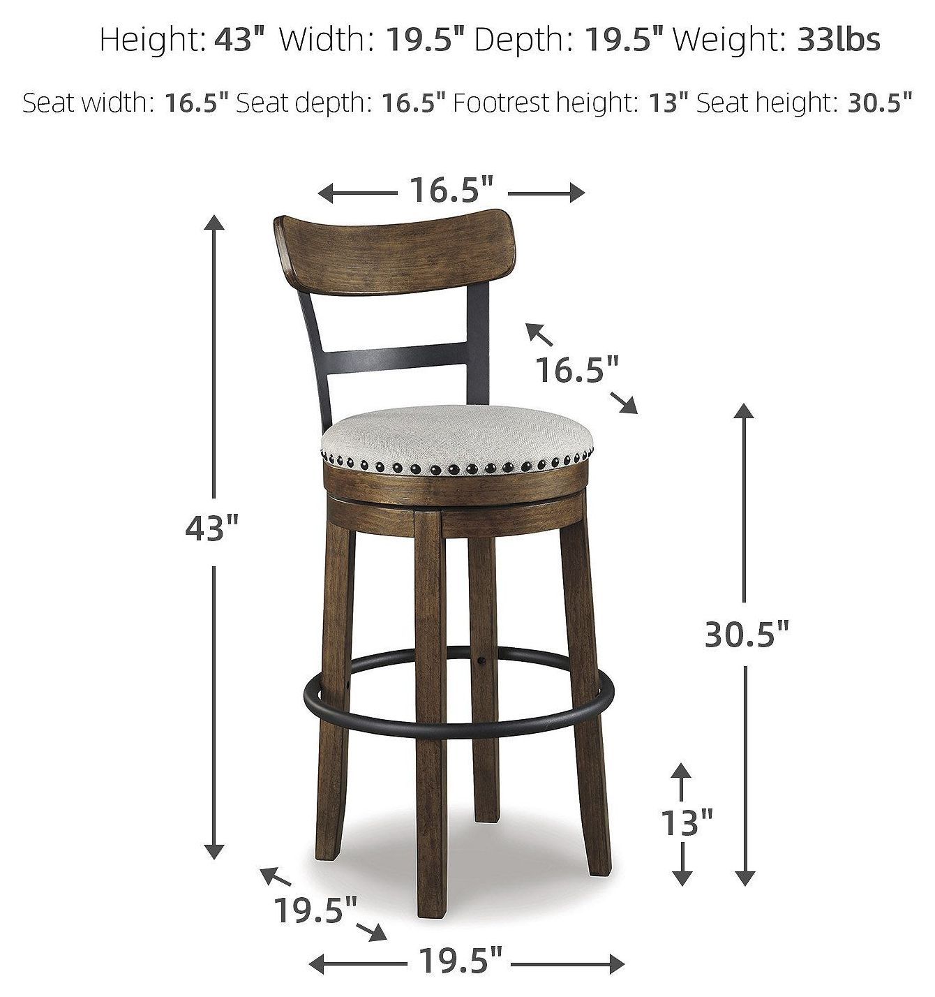Valebeck Brown Tall Upholstered Swivel Bar Stool