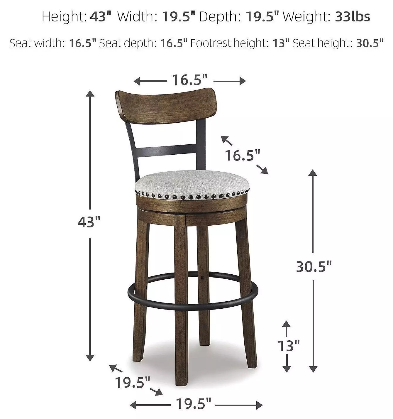 Valebeck Brown Tall Upholstered Swivel Bar Stool