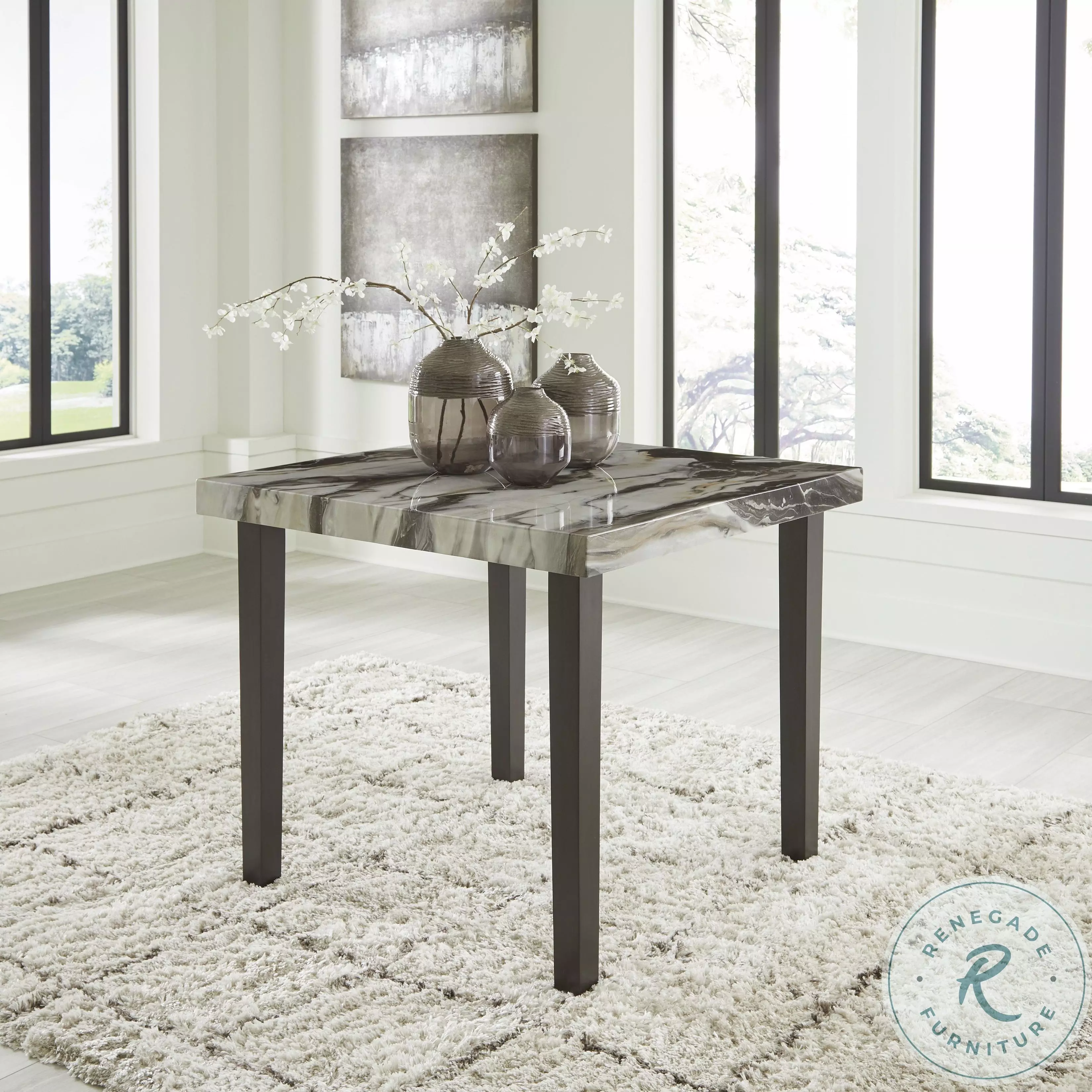 160 Table NINE ウォールナット Zendalia Dark Brown and Beige Counter Height Dining Table From