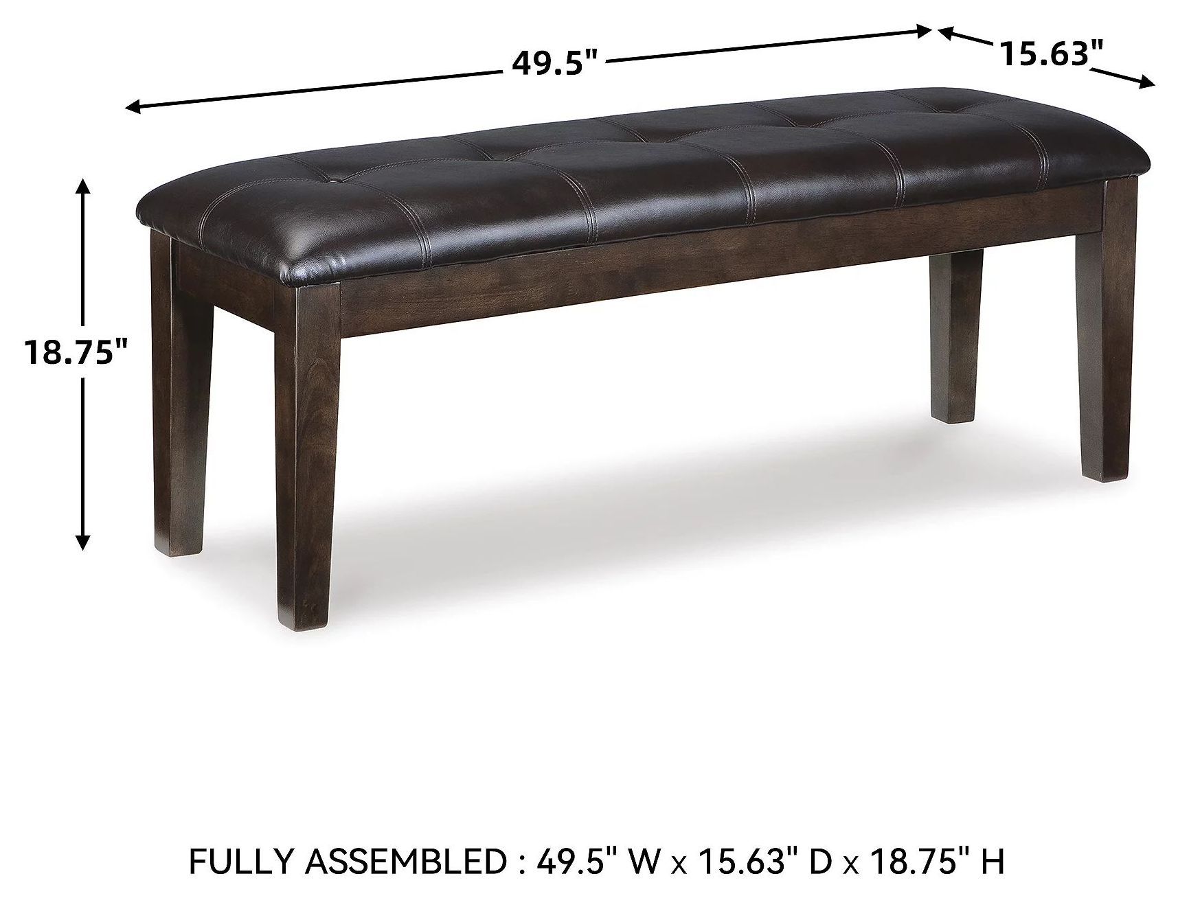 Haddigan Dark Brown Large Upholstered Dining Room Bench