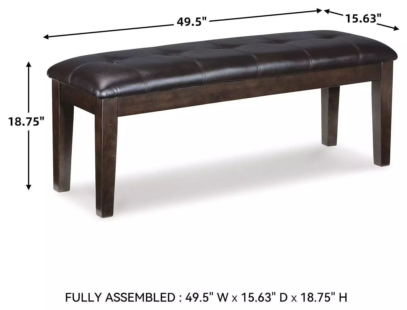Haddigan Dark Brown Large Upholstered Dining Room Bench