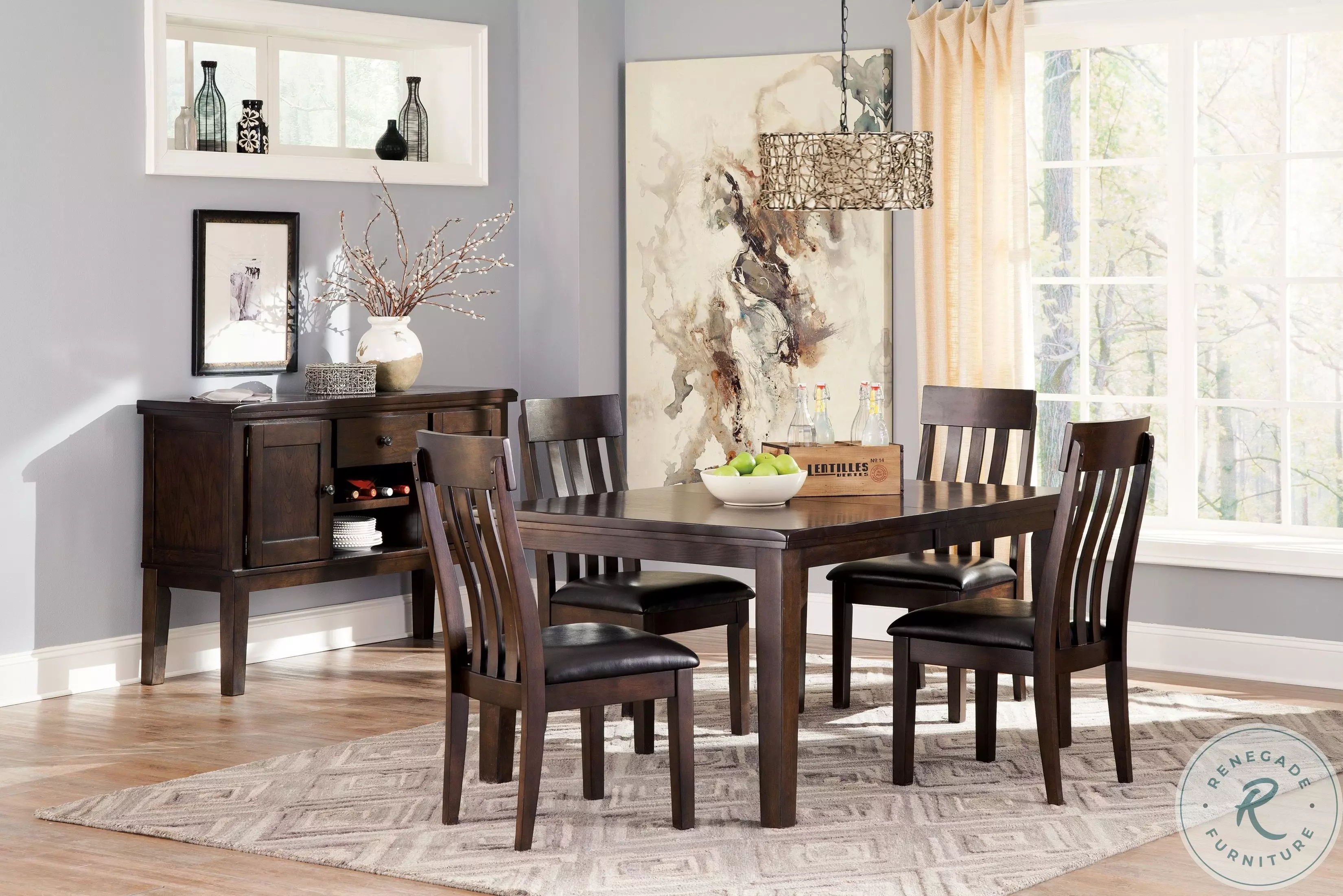 Haddigan Dark Brown Rectangular Extendable Dining Room Set from