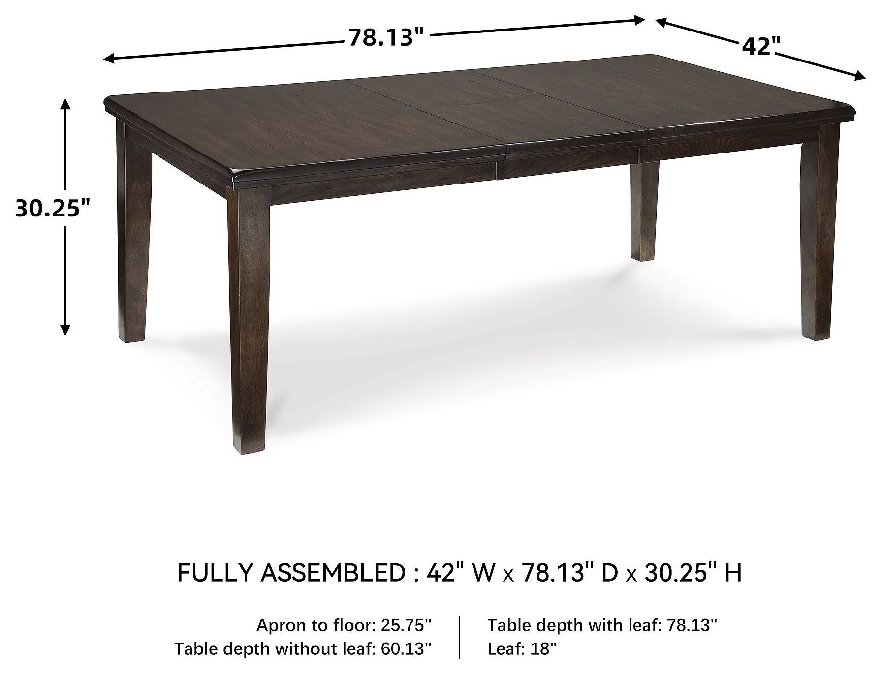 Haddigan Dark Brown Rectangular Extendable Dining Table