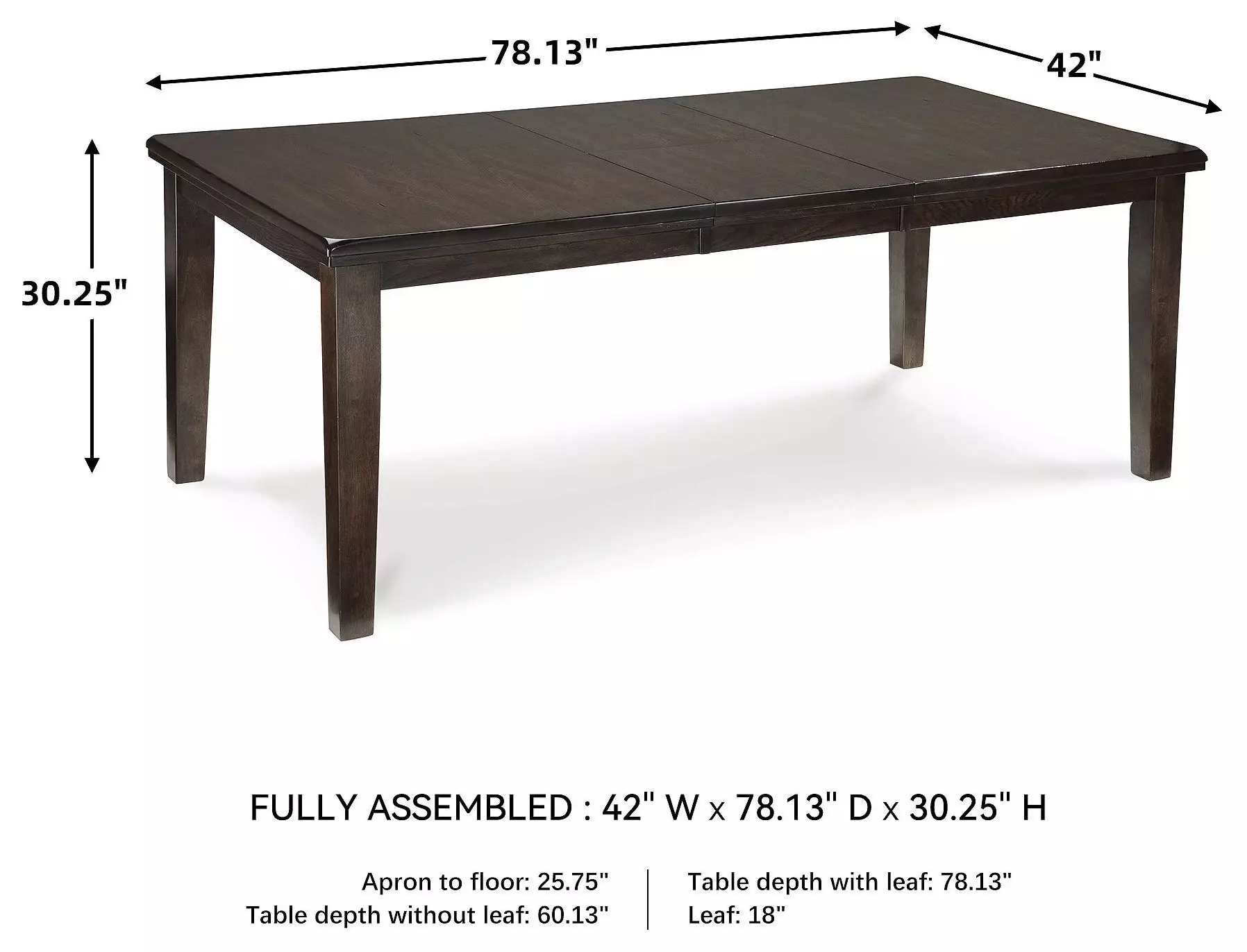 Haddigan Dark Brown Rectangular Extendable Dining Table