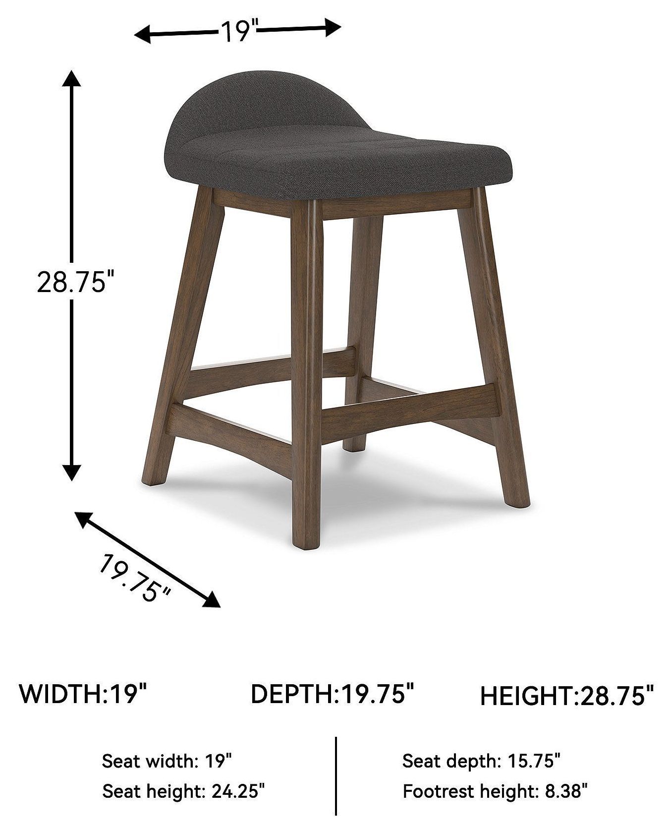 Lyncott Charcoal Counter Height Stool Set of 2