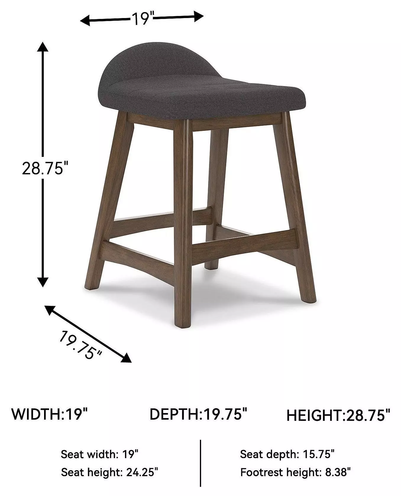 Lyncott Charcoal Counter Height Stool Set of 2
