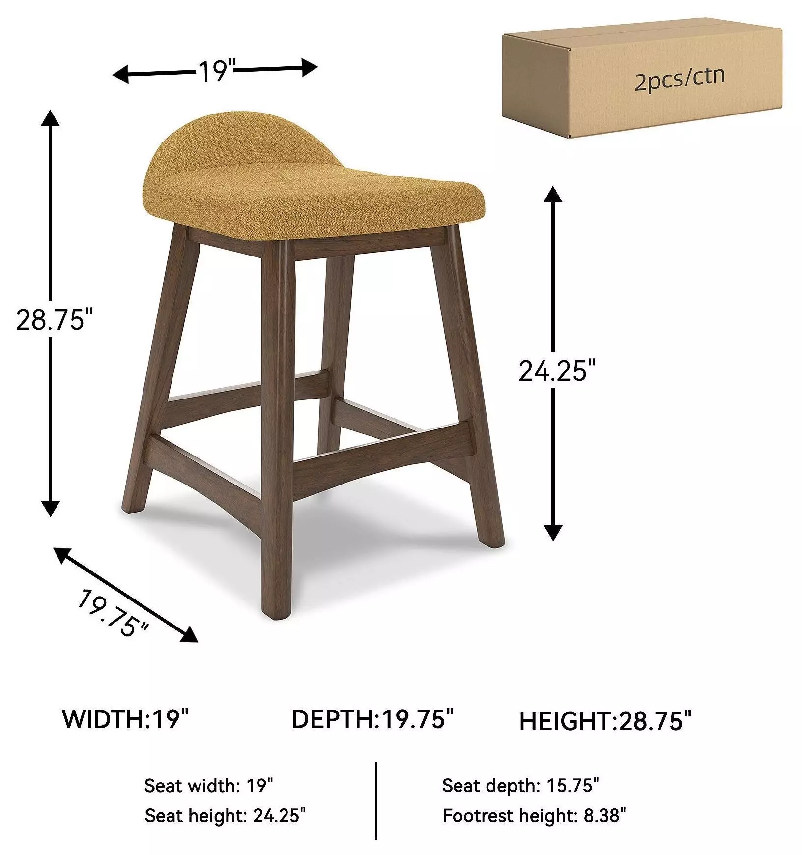 Lyncott Mustard Counter Height Stool Set of 2