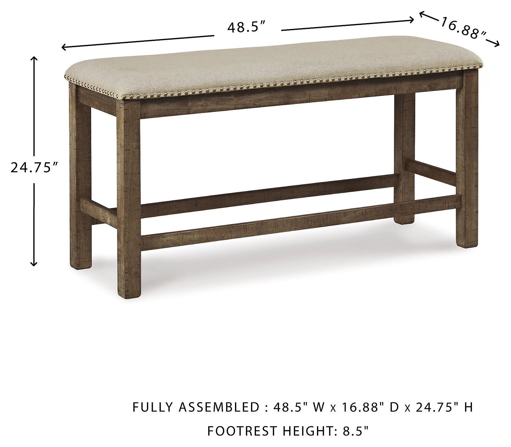 Moriville Beige Double Upholstered Bench