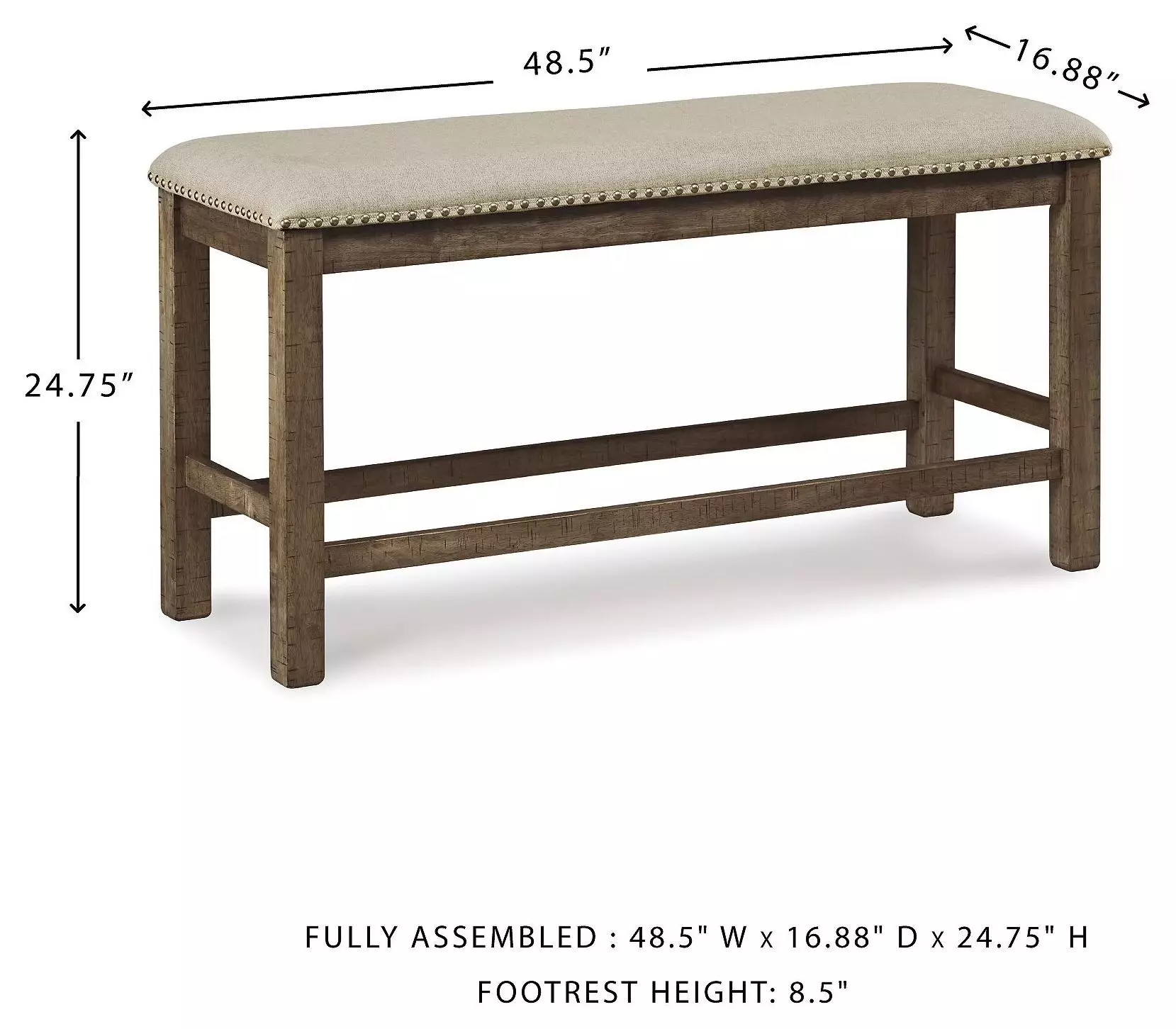 Moriville Beige Double Upholstered Bench