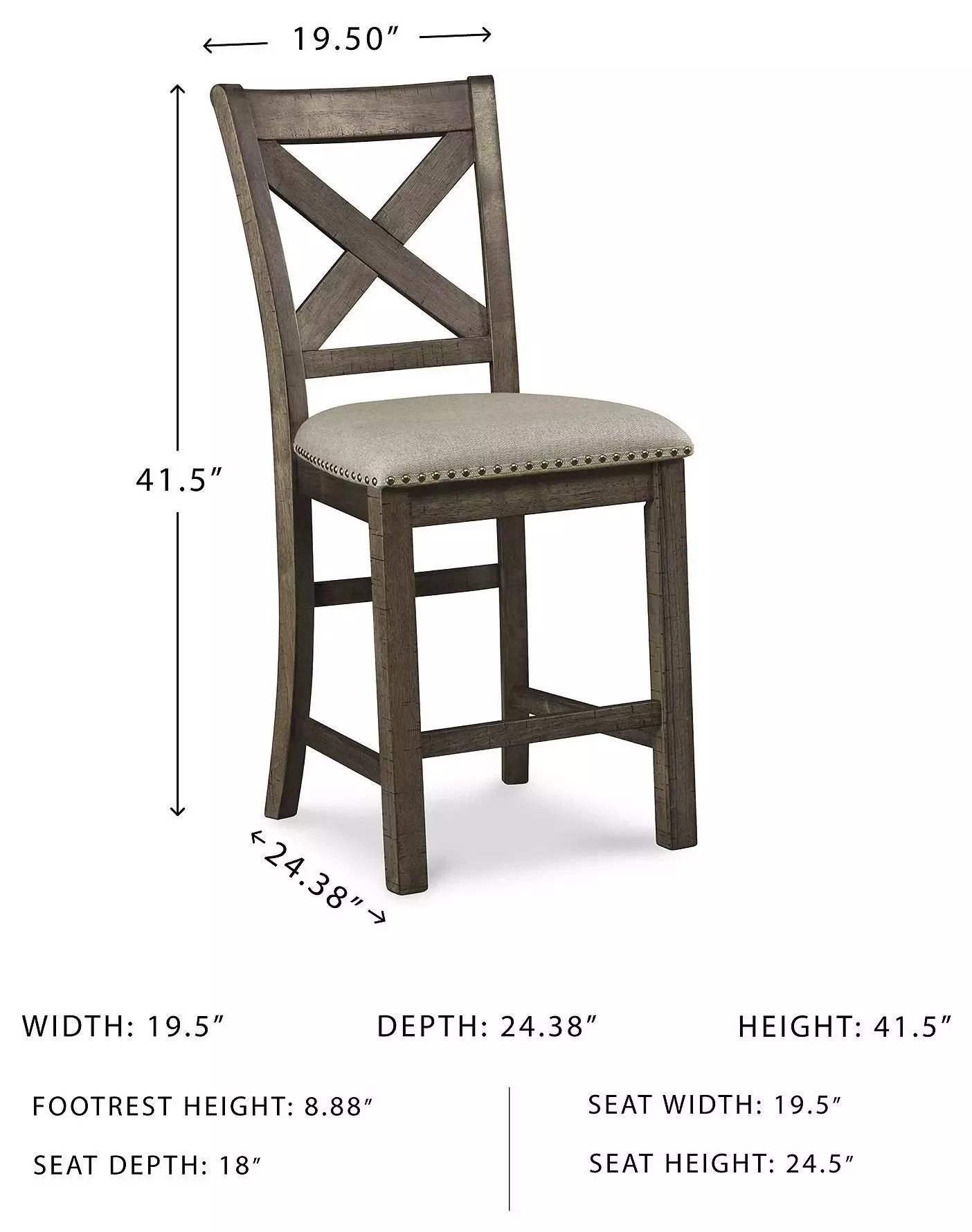 Moriville Gray Upholstered Bar Stool Set of 2