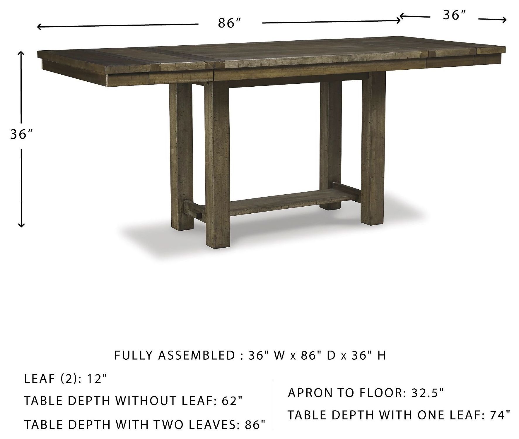 Moriville Grayish Brown Extendable Counter Height Dining Table