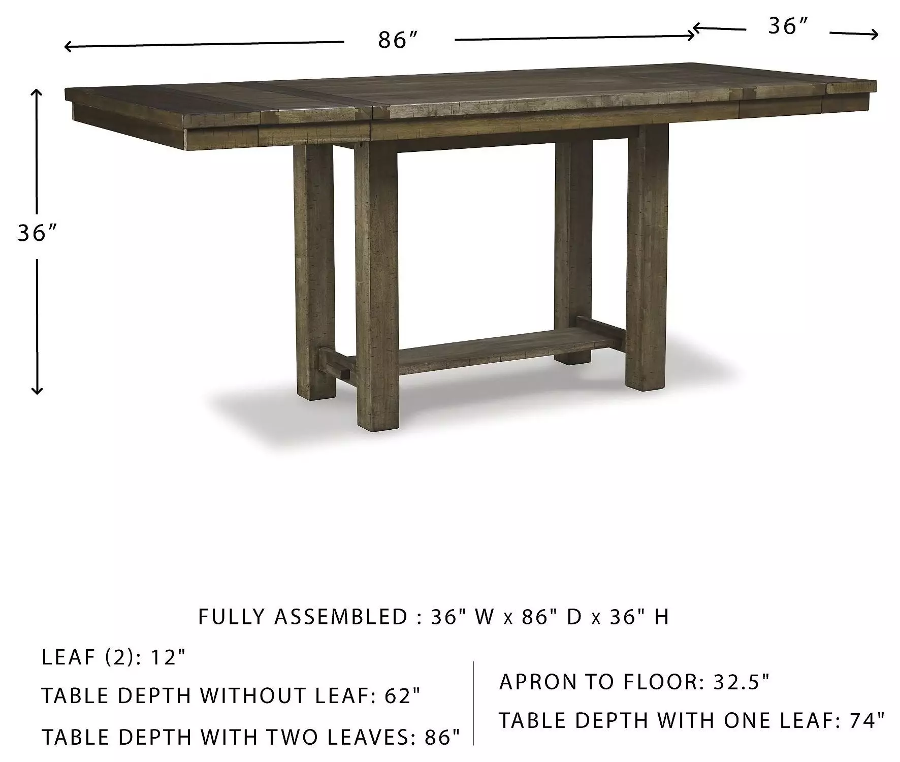 Moriville Grayish Brown Extendable Counter Height Dining Table