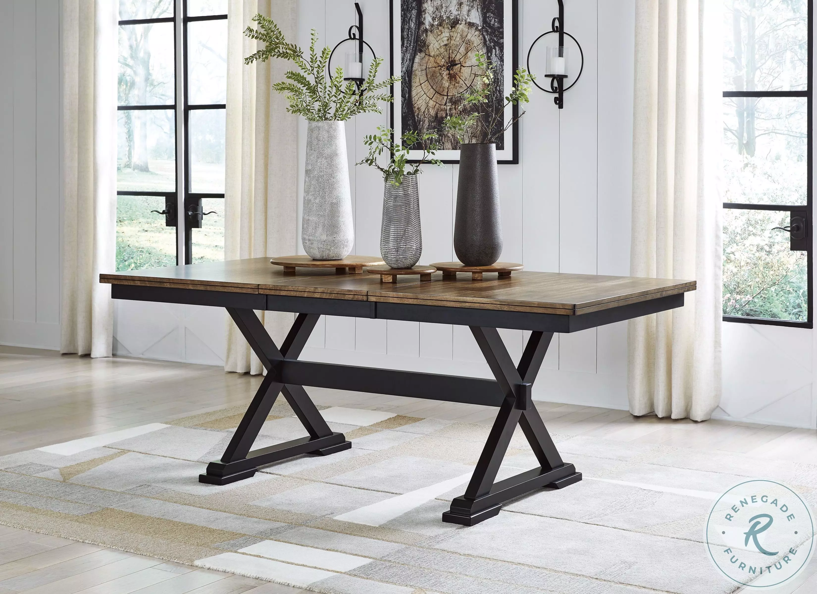 Wildenauer Brown And Black Extendable Dining Table From Ashley