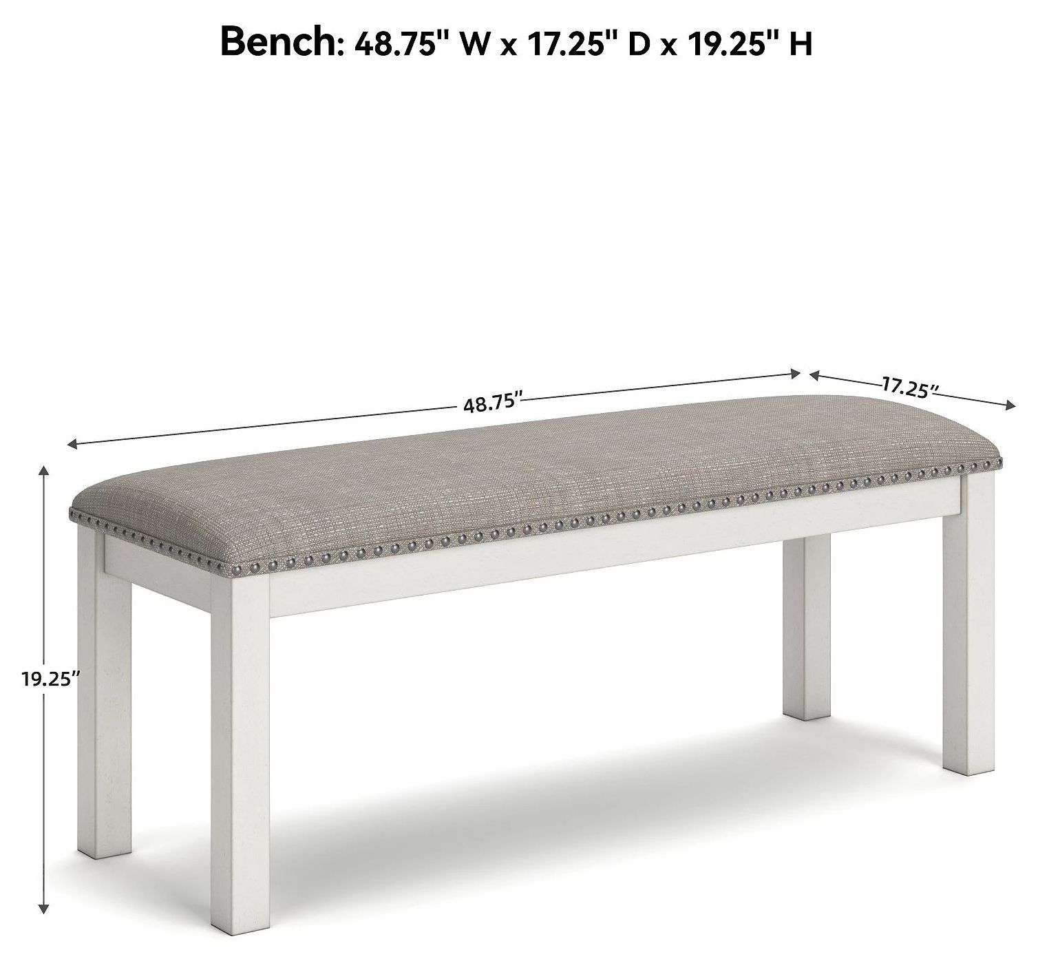 Robbinsdale Antique White Upholstered Dining Bench