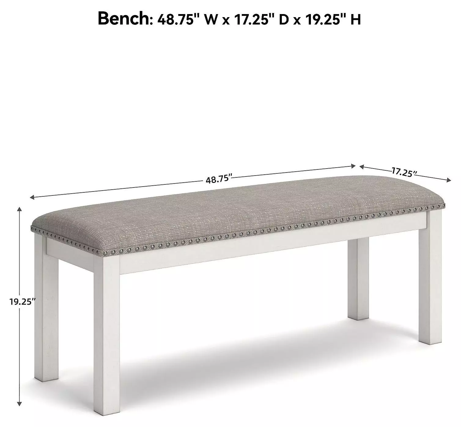 Robbinsdale Antique White Upholstered Dining Bench