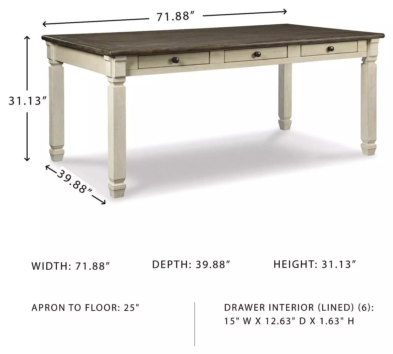 Bolanburg White and Gray Rectangular Dining Table