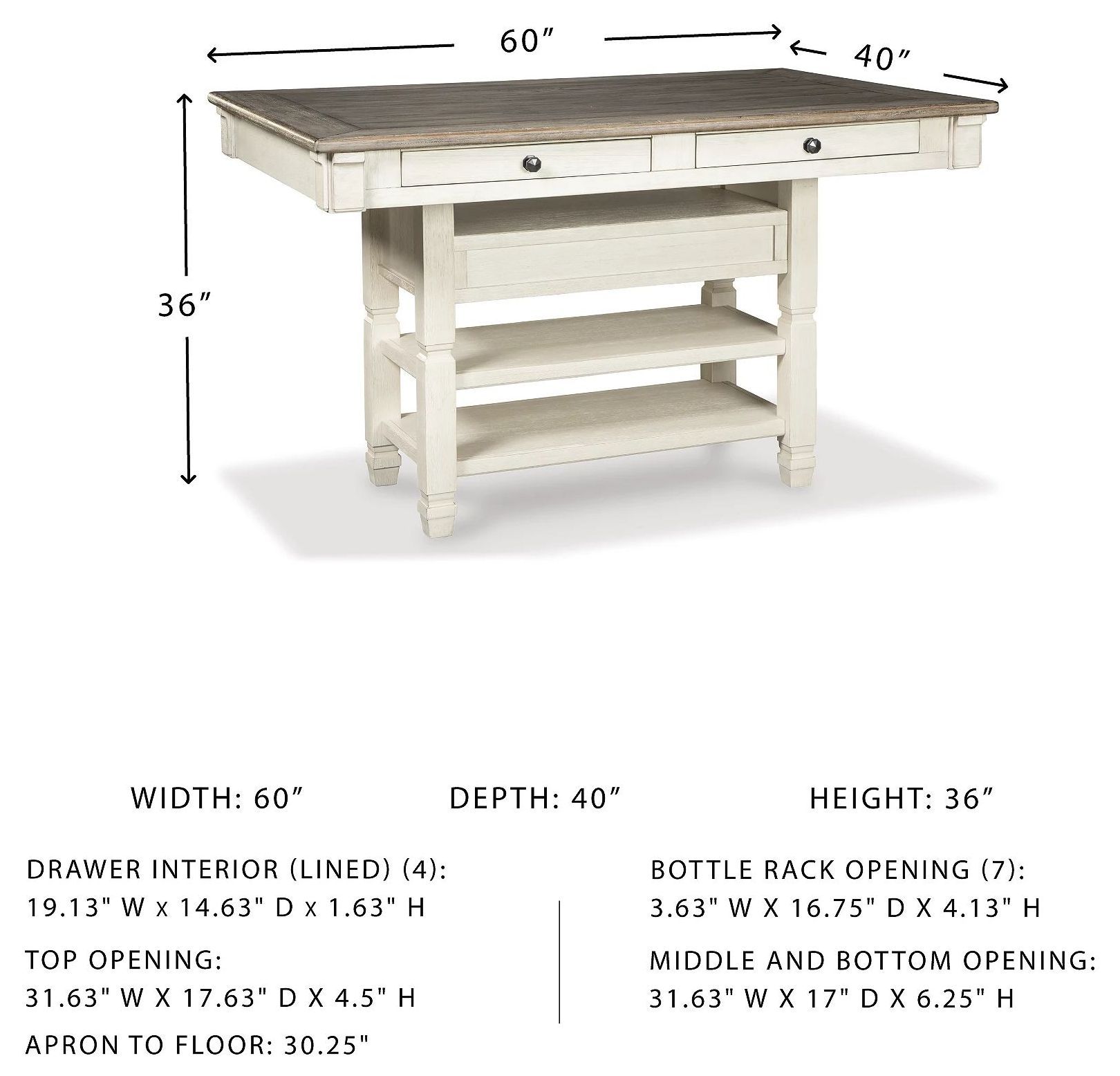 Bolanburg White and Gray Rectangular Counter Height Dining Table