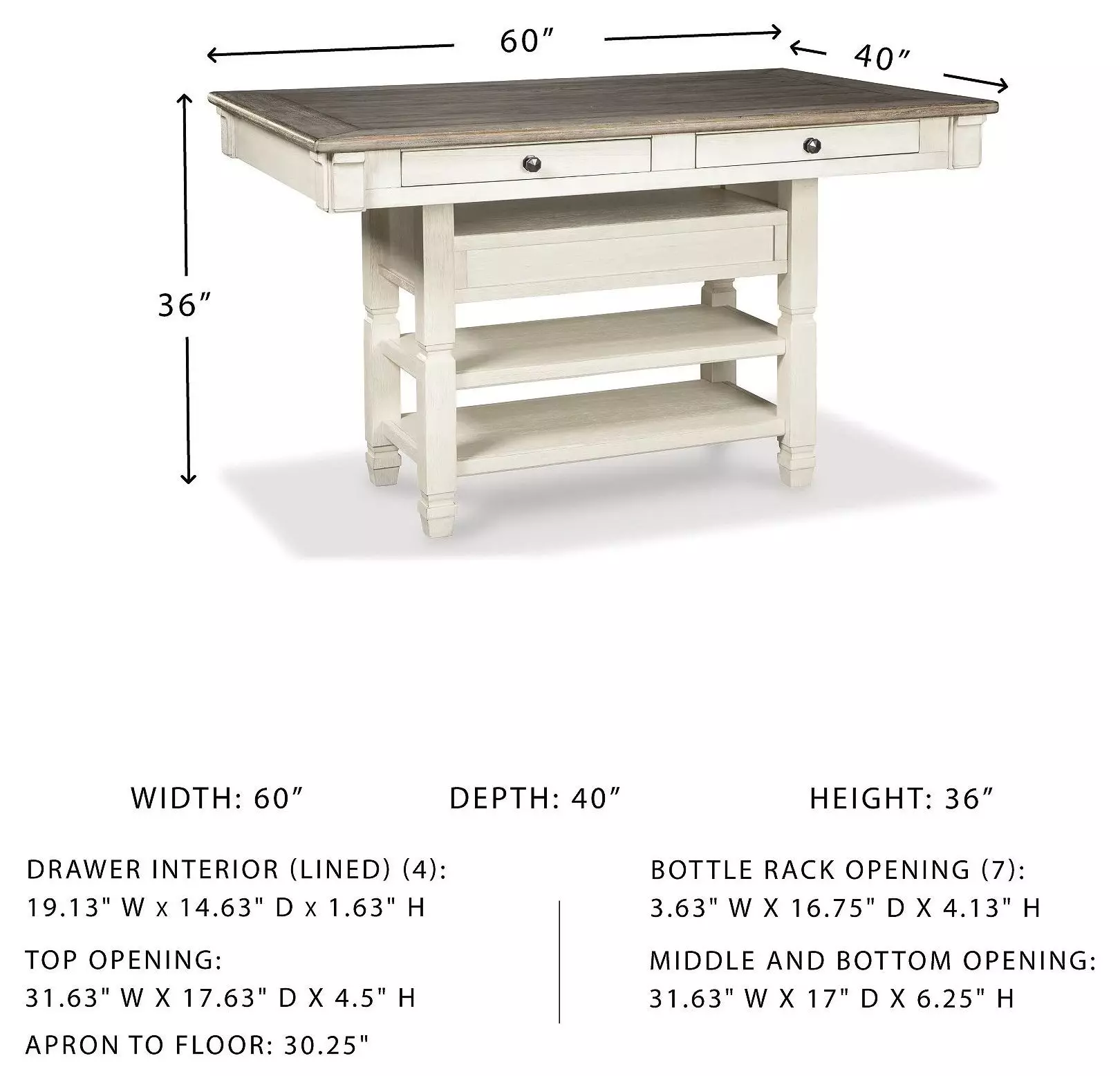 Bolanburg White and Gray Rectangular Counter Height Dining Table