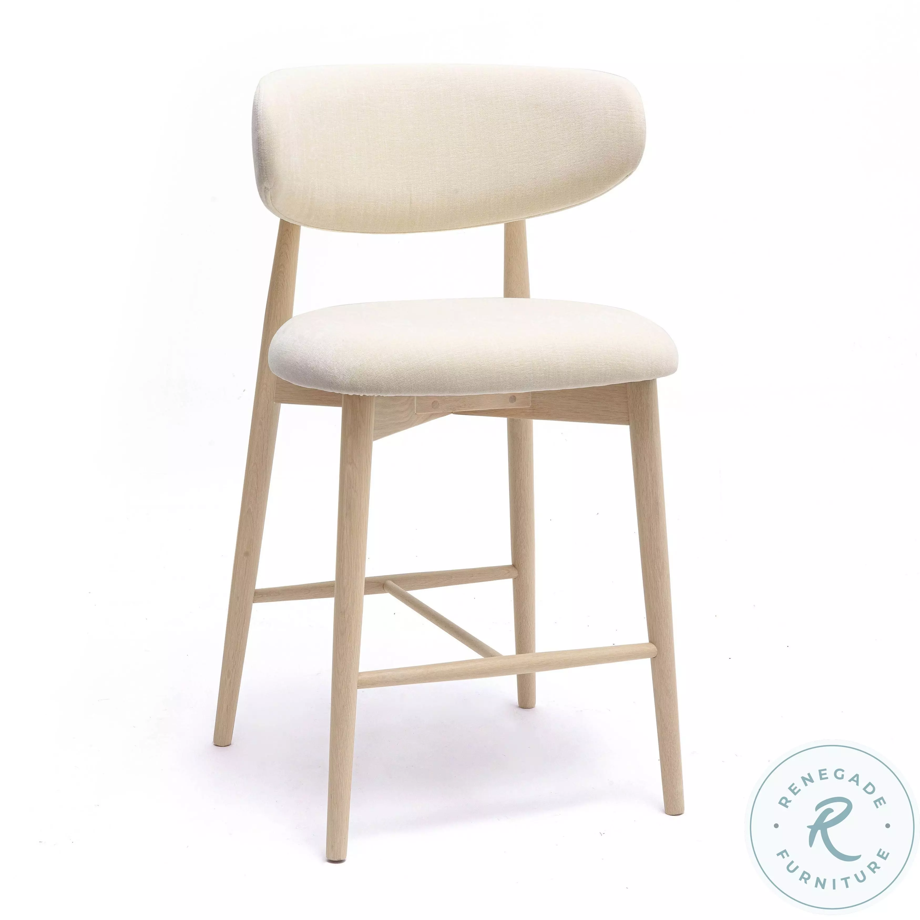 Zinea Cream Performance Textured Velvet Counter Height Stool From