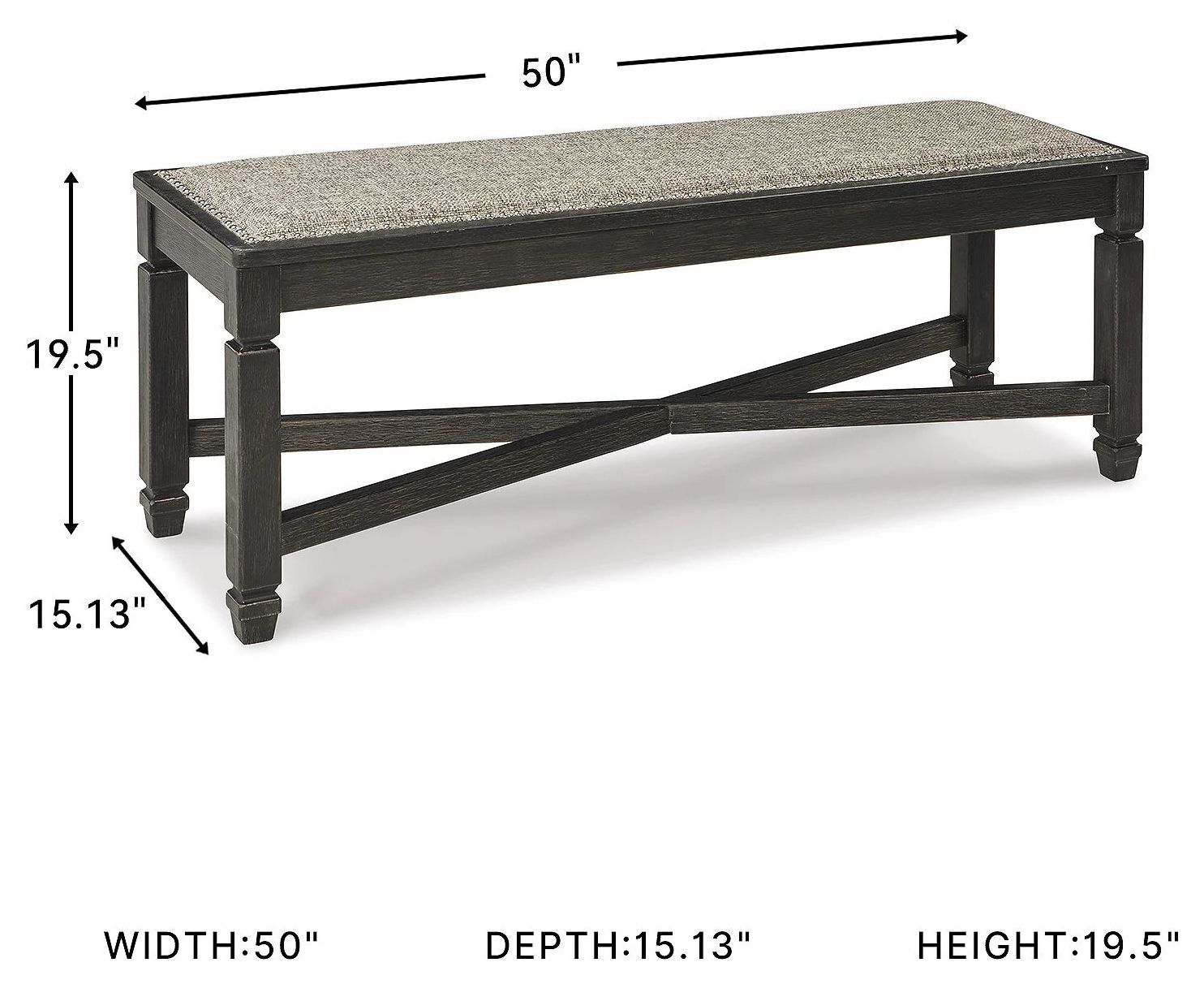 Tyler Creek Black And Gray Upholstered Bench