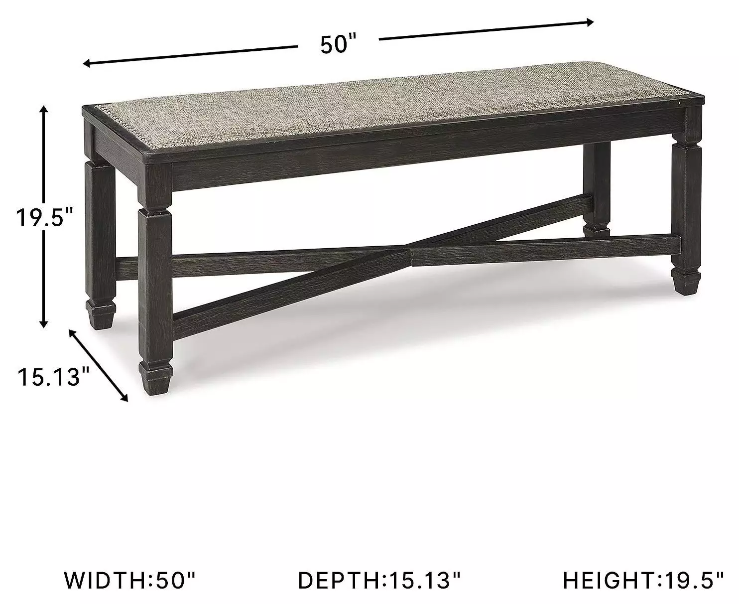 Tyler Creek Black And Gray Upholstered Bench