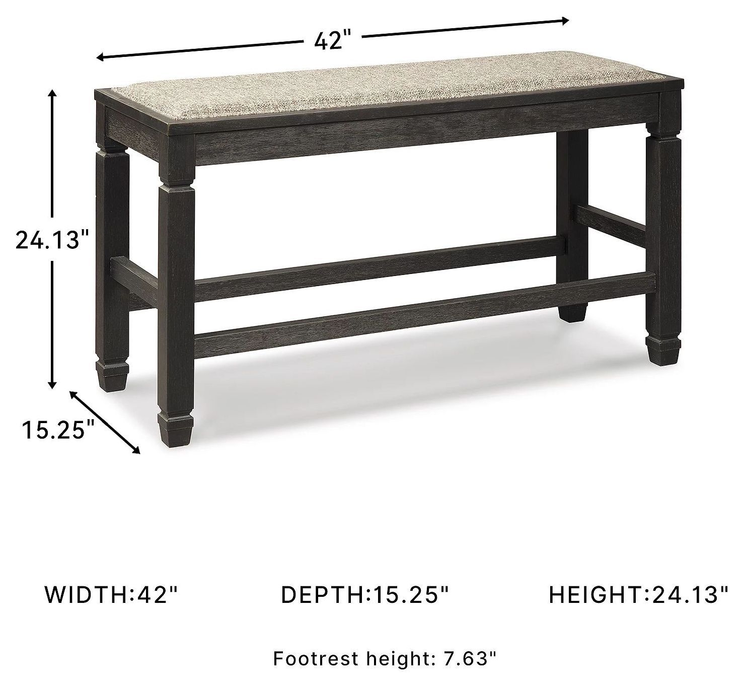 Tyler Creek Antique Black Double Counter Height Dining Bench
