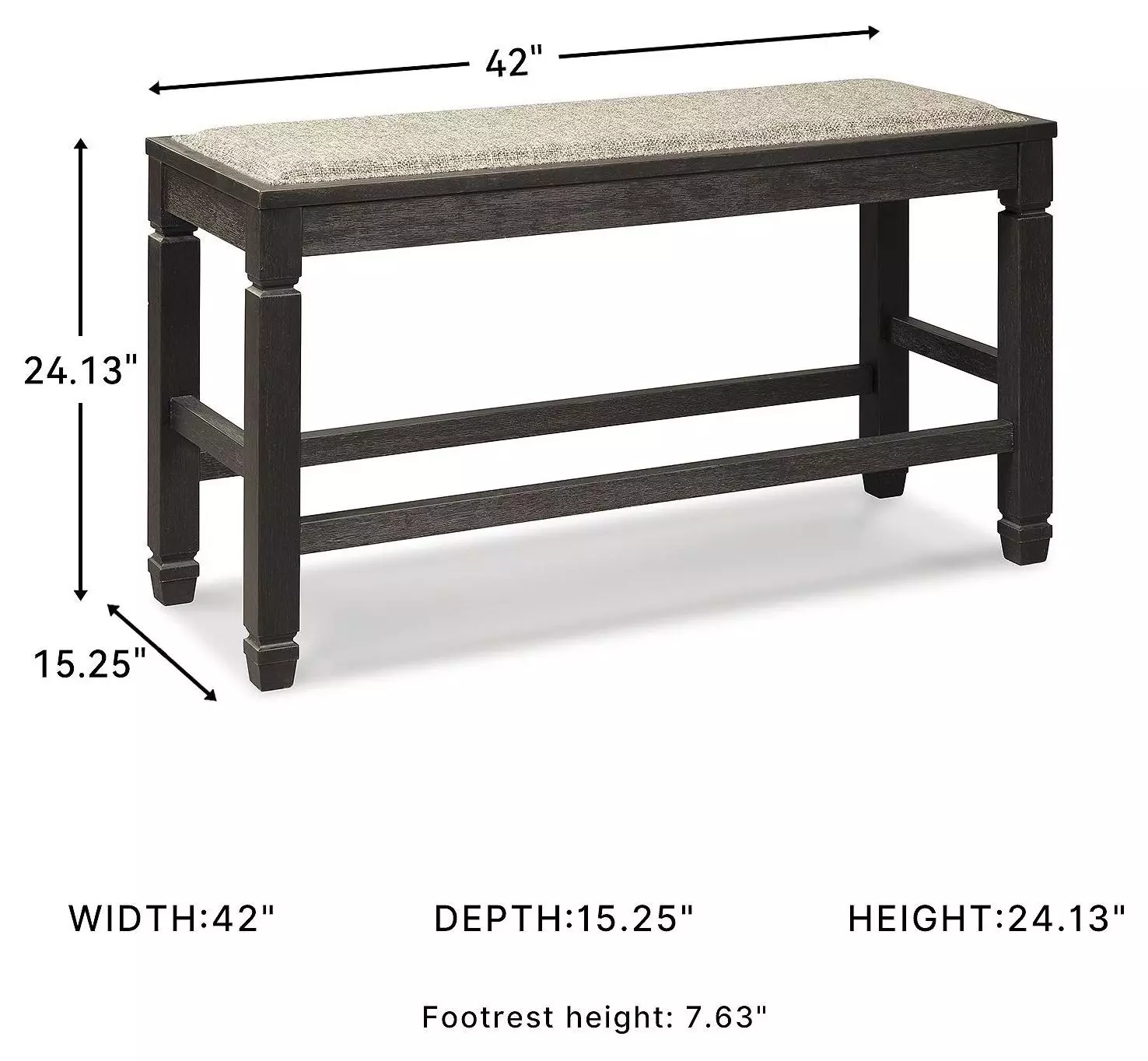 Tyler Creek Antique Black Double Counter Height Dining Bench